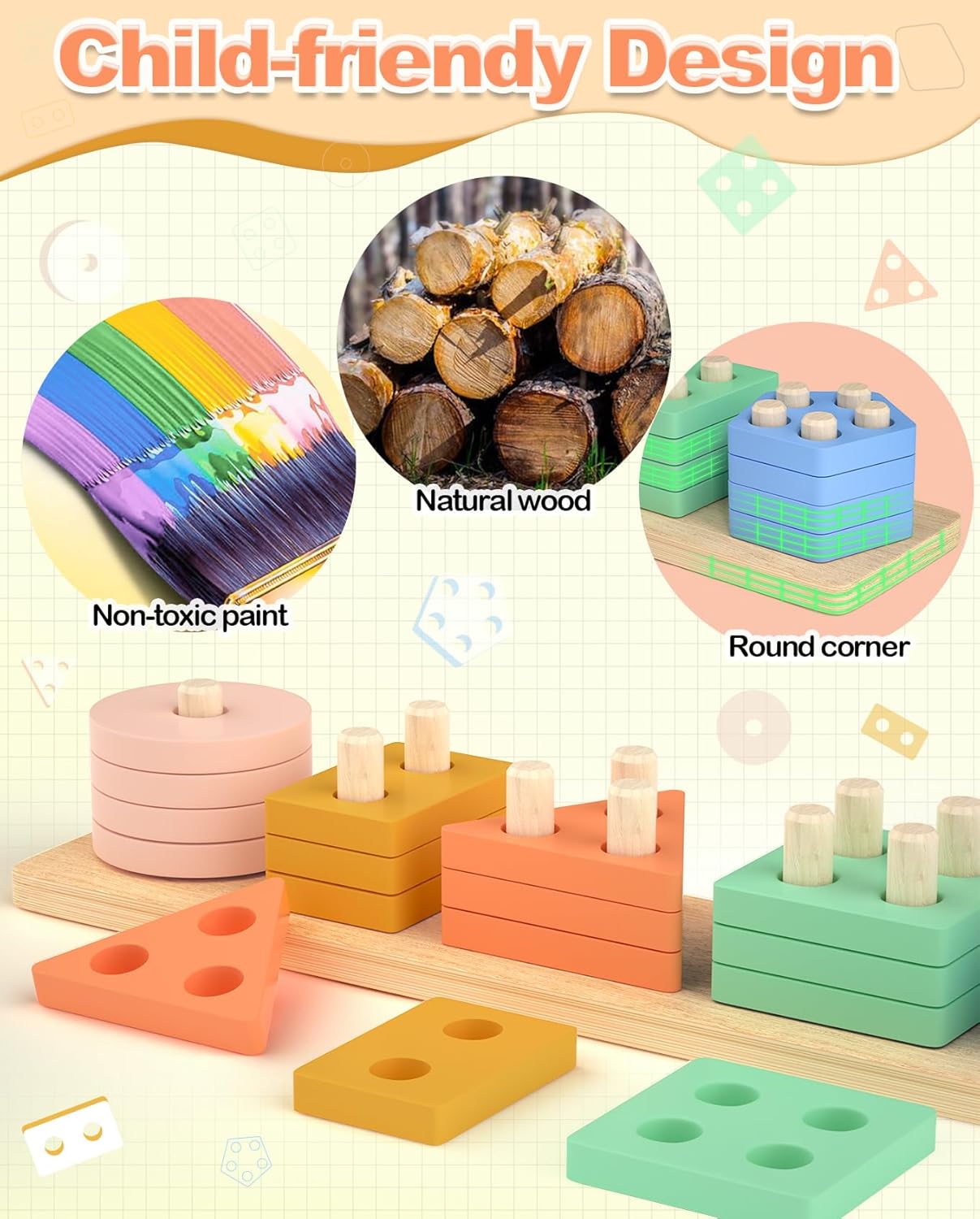 Thumbnail 2 de Uping Puzzle Holz ab 1 Jahr – Montessori Sortier- und Stapelspielzeug