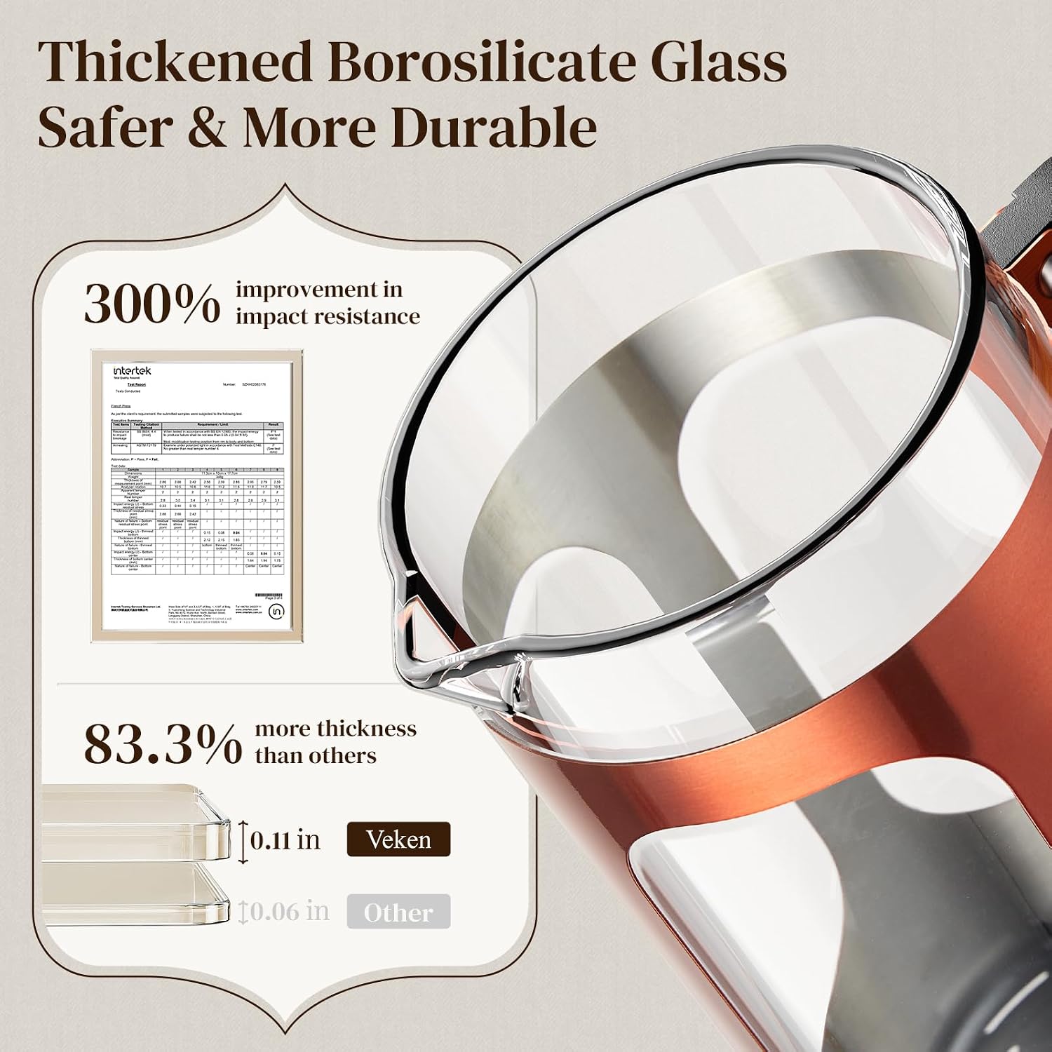 Detalle de Veken French Press 34oz 1 L
