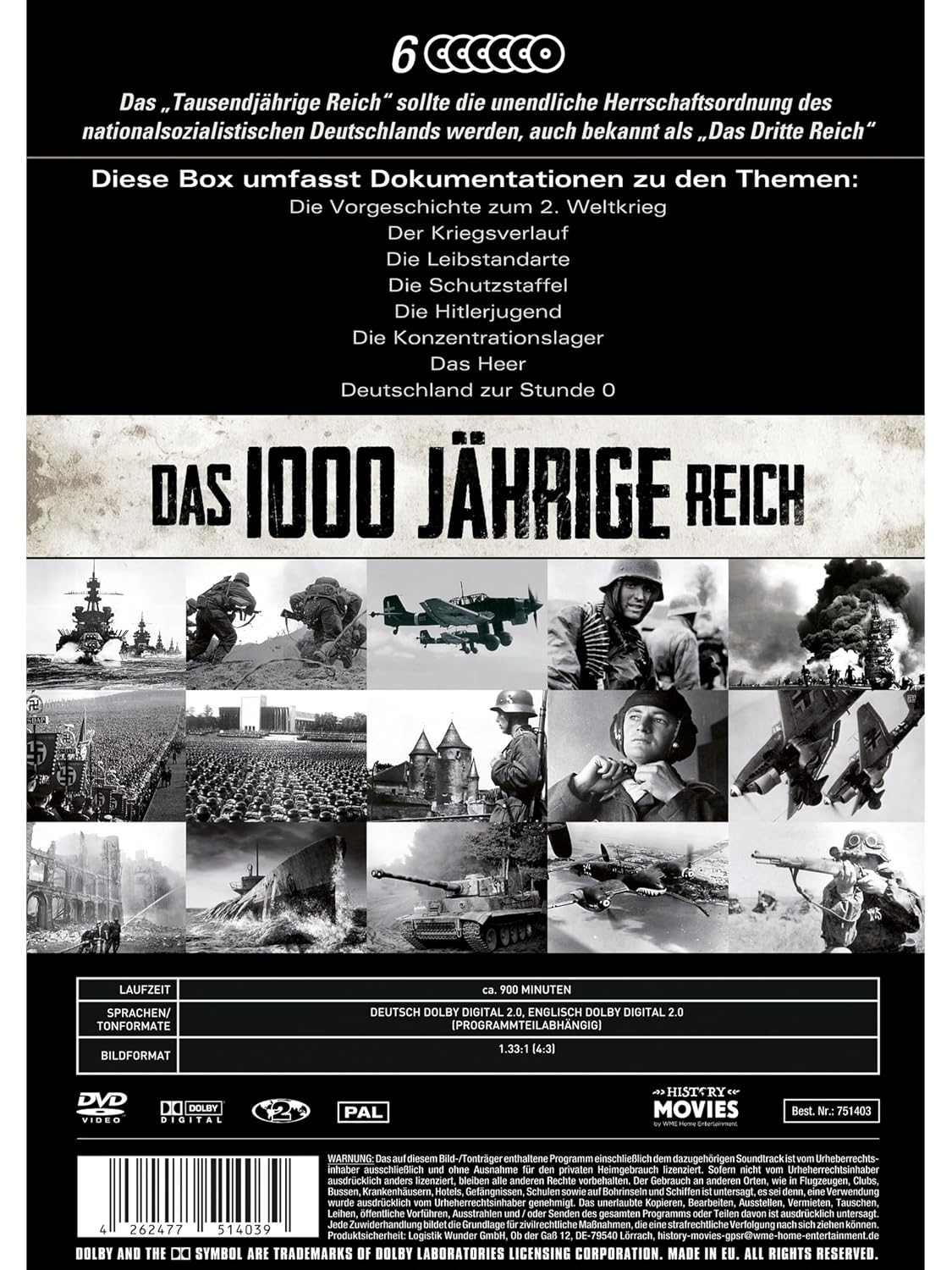 Detalle 2 de HISTORY MOVIES Das Tausendjährige Reich 6 DVDs