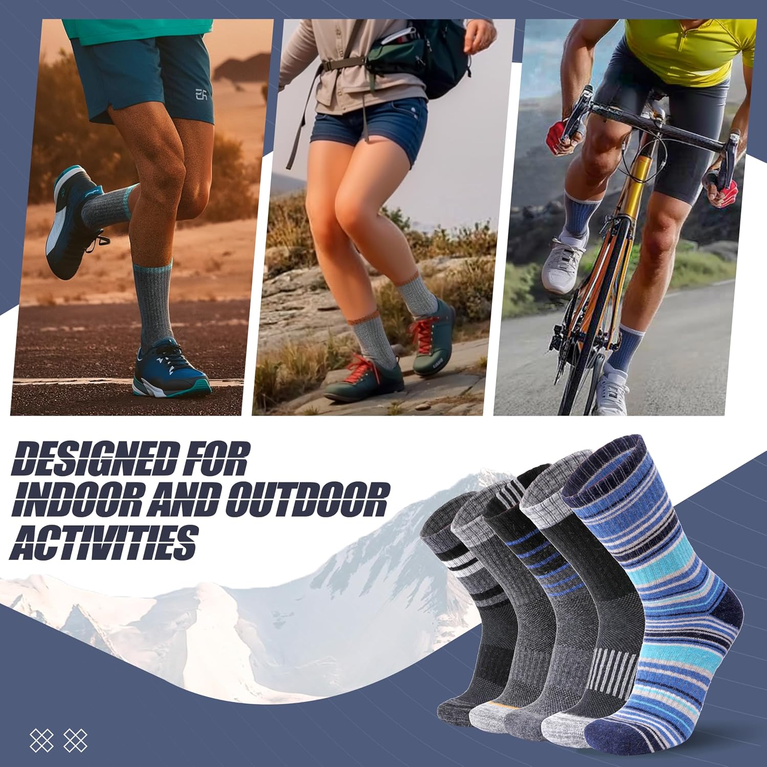 Thumbnail 5 de ANTSANG Merino Wool Hiking Socks 5 Pairs