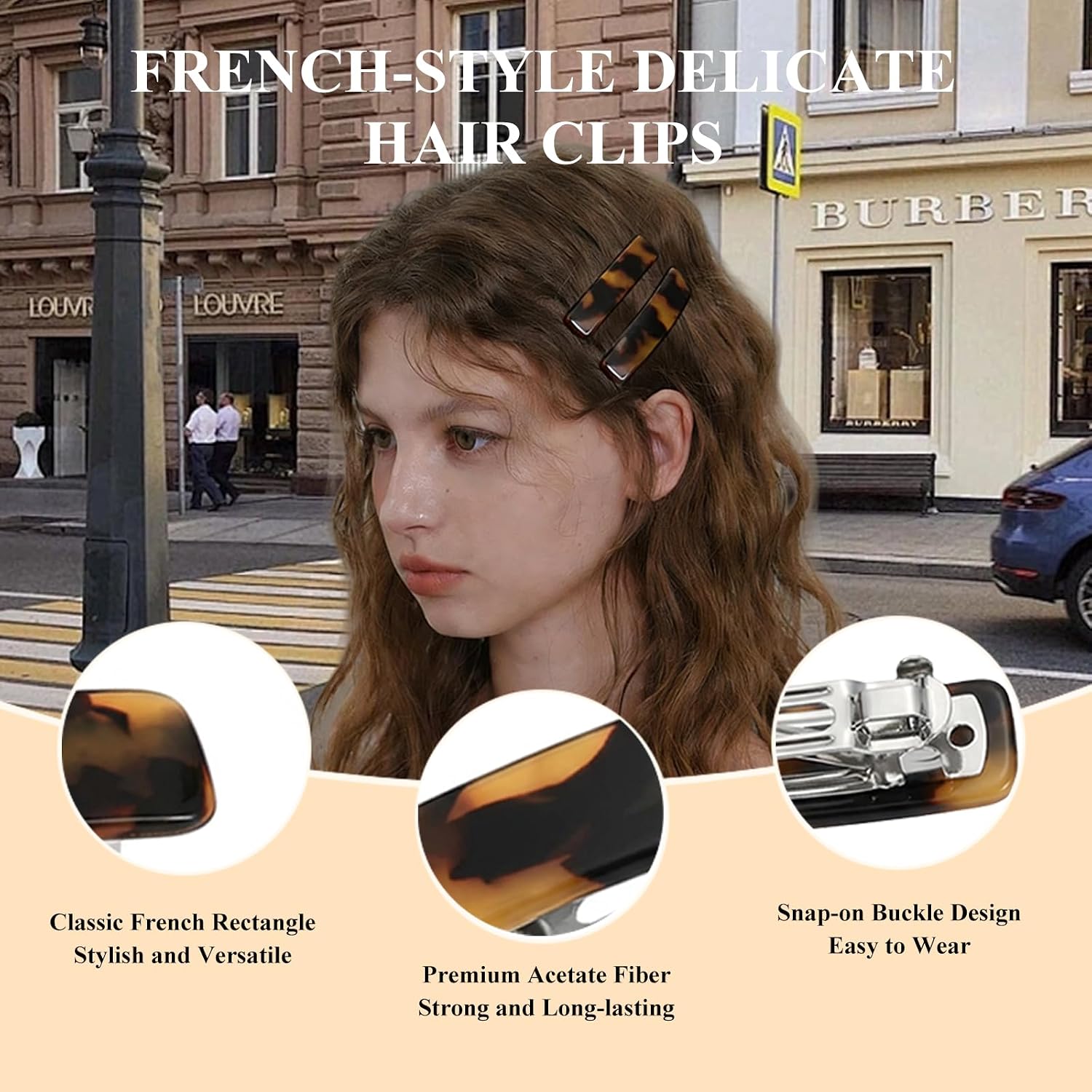 Thumbnail 2 de Aucuu 6 Pcs Barrette Cheveux 7,5 cm 🎀