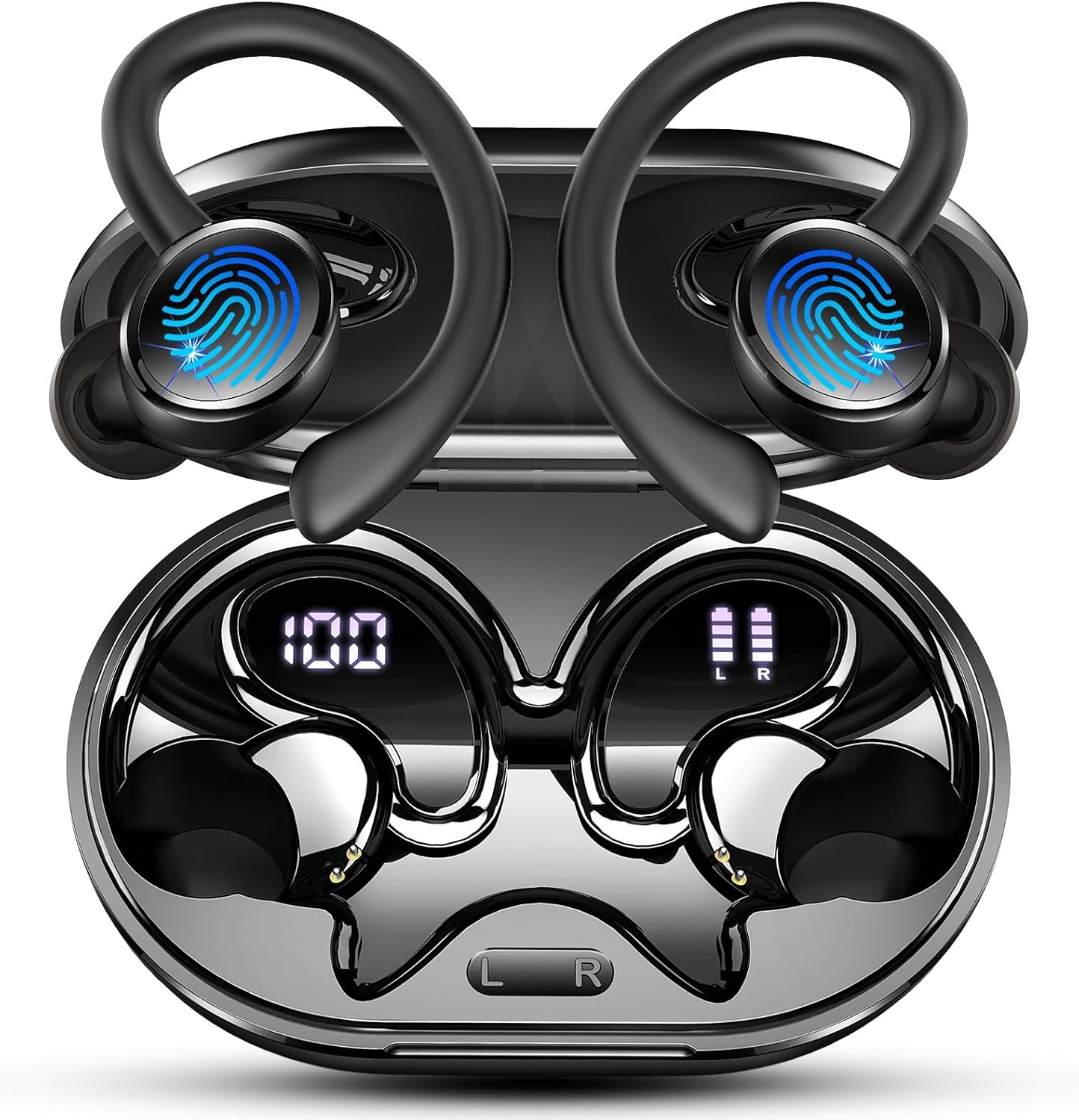 Detalle de Cuffie Bluetooth Sport con ANC CVC 8.0, IP7, 50 ore e ricarica USB‑C – performance e praticità per sport e allenamento