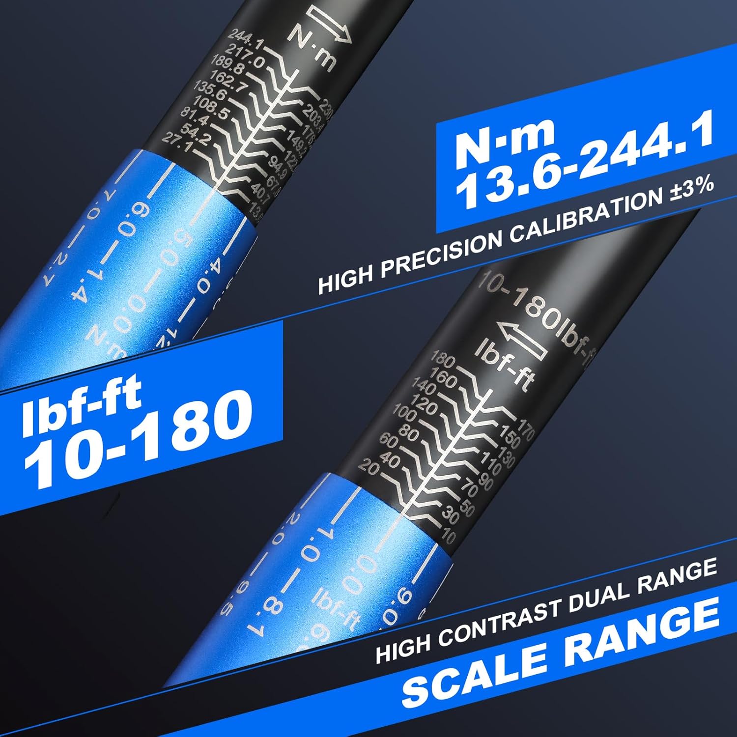 Detalle 2 de INGJER Upgrade Torque Wrench Auto 1/2" Drive Click Wrench (10–180 ft.lb) with 72-tooth Ratchet
