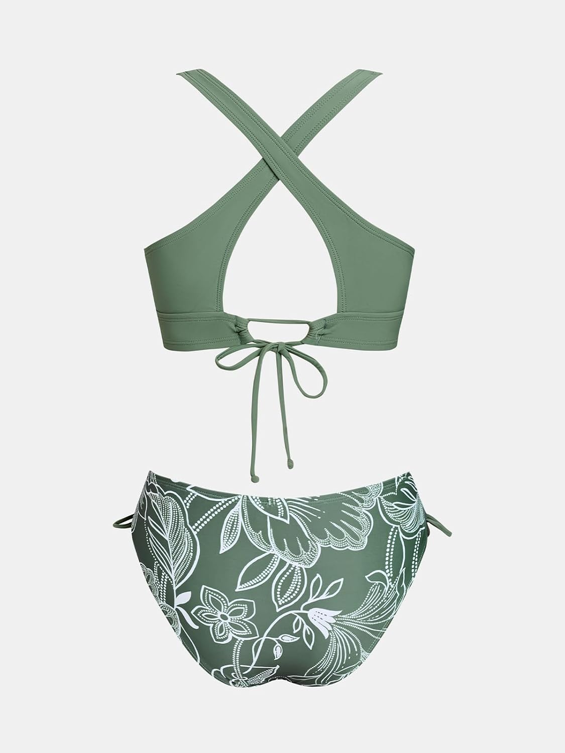 Thumbnail 6 de CUPSHE Damen Bikini Set V-Ausschnitt Lace Up Bademode Crossback – Zweiteiliger Badeanzug