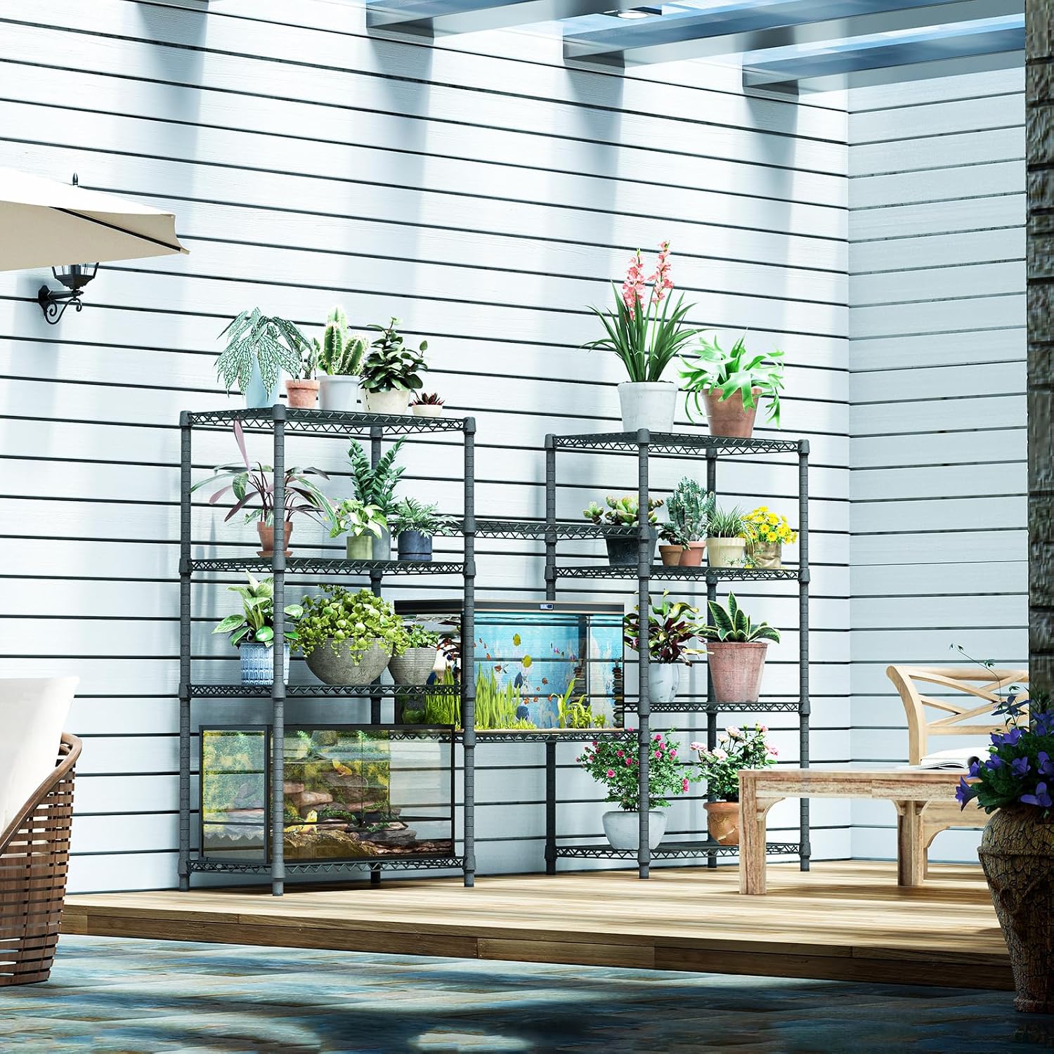 Thumbnail 5 de IZEUK 4-Tier Outdoor Metal Storage Shelving Unit 59"