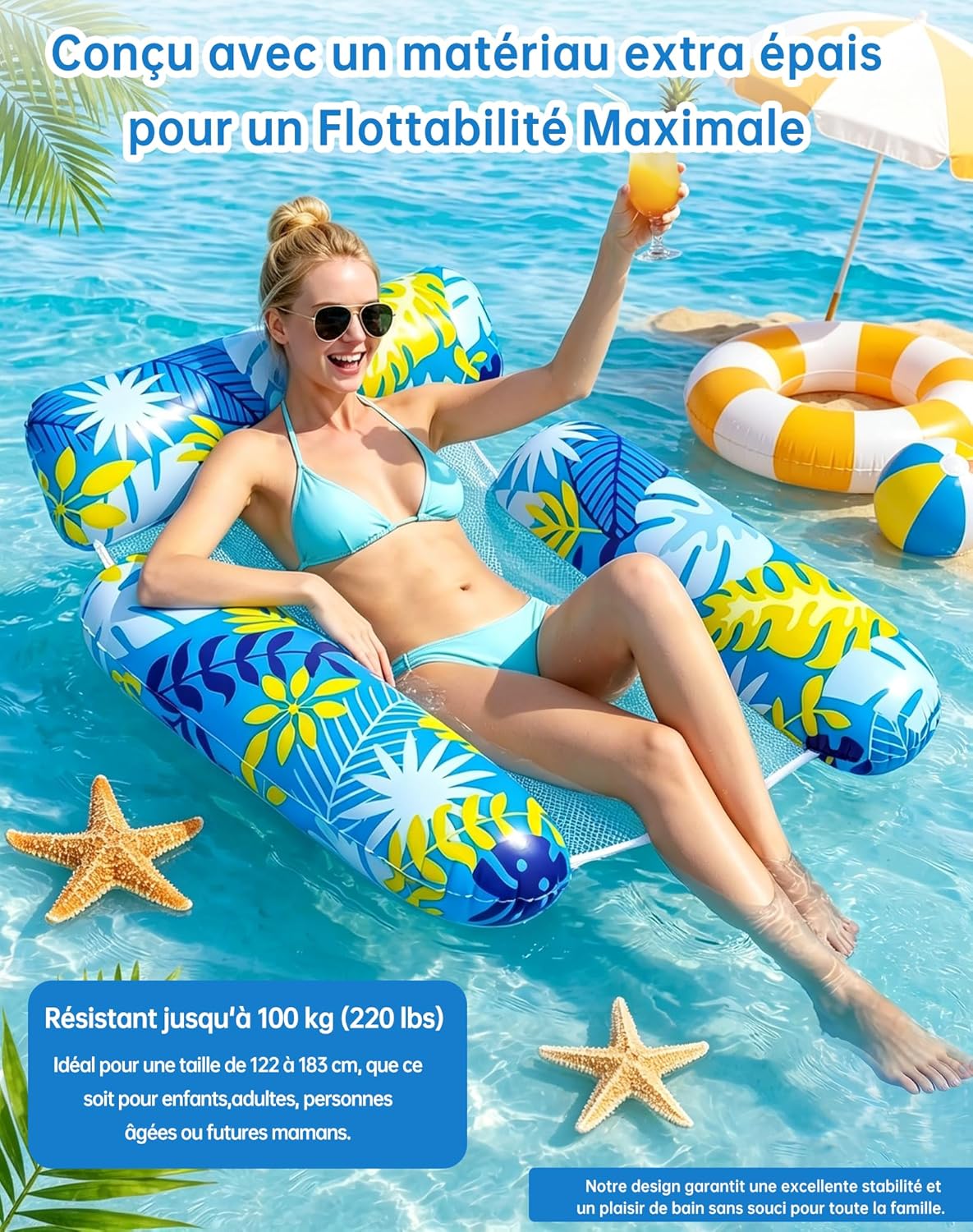 Thumbnail 3 de Wincany Bouée Piscine Gonflable 4-en-1 – Matelas épais 21 mm pour adulte