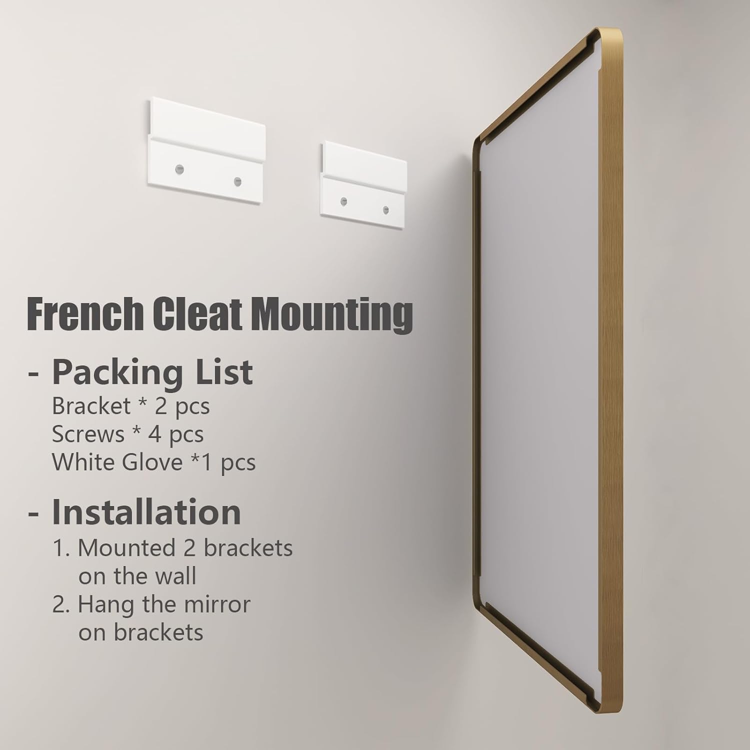 Detalle de CHARMOR 2 Pack 22x30 Gold Bathroom Mirror with Brushed Aluminum Frame