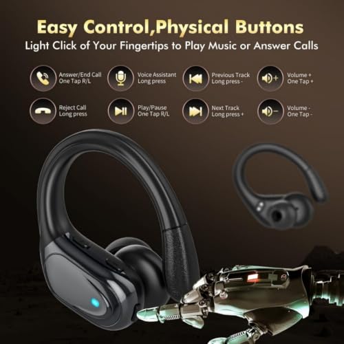 Detalle de HAOYUYAN BX17 Wireless Earbuds: Sport-Ready, IPX7, 80-Hour Playtime with LED Display
