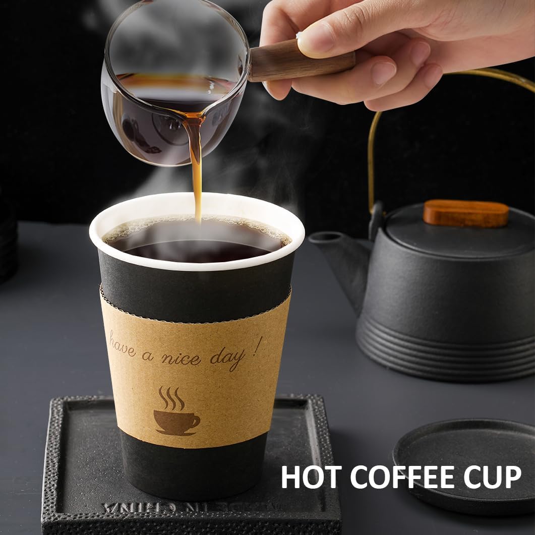 Detalle de BYSNOW 100-Pack Insulated 12-Ounce Paper Coffee Cups with Lids, Sleeves & Straws