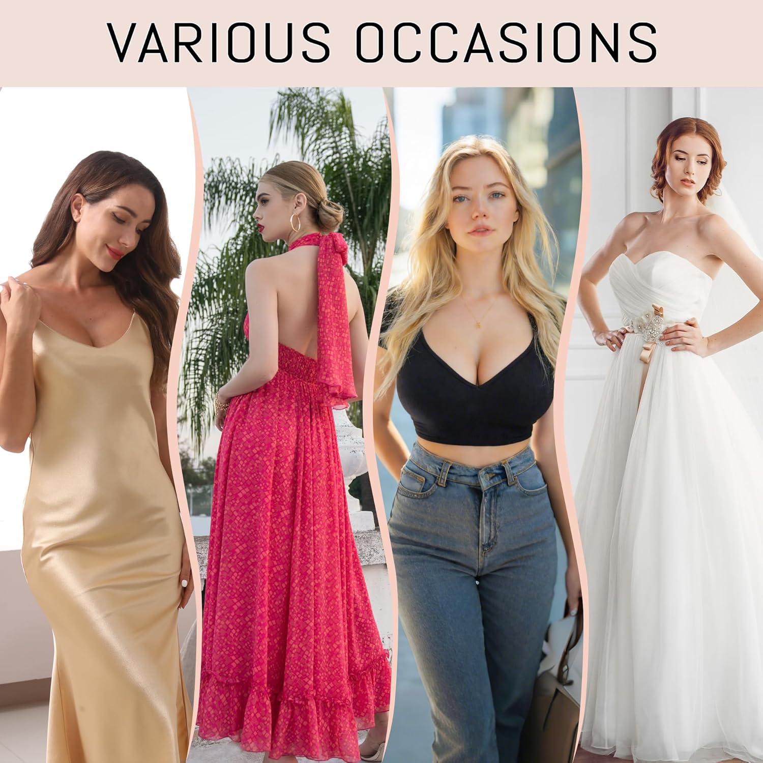 Thumbnail 5 de GKHWON Sticky Push Up Strapless Adhesive Bra (Invisible Silicon, Nipple Cover) for Backless & Summer Dresses