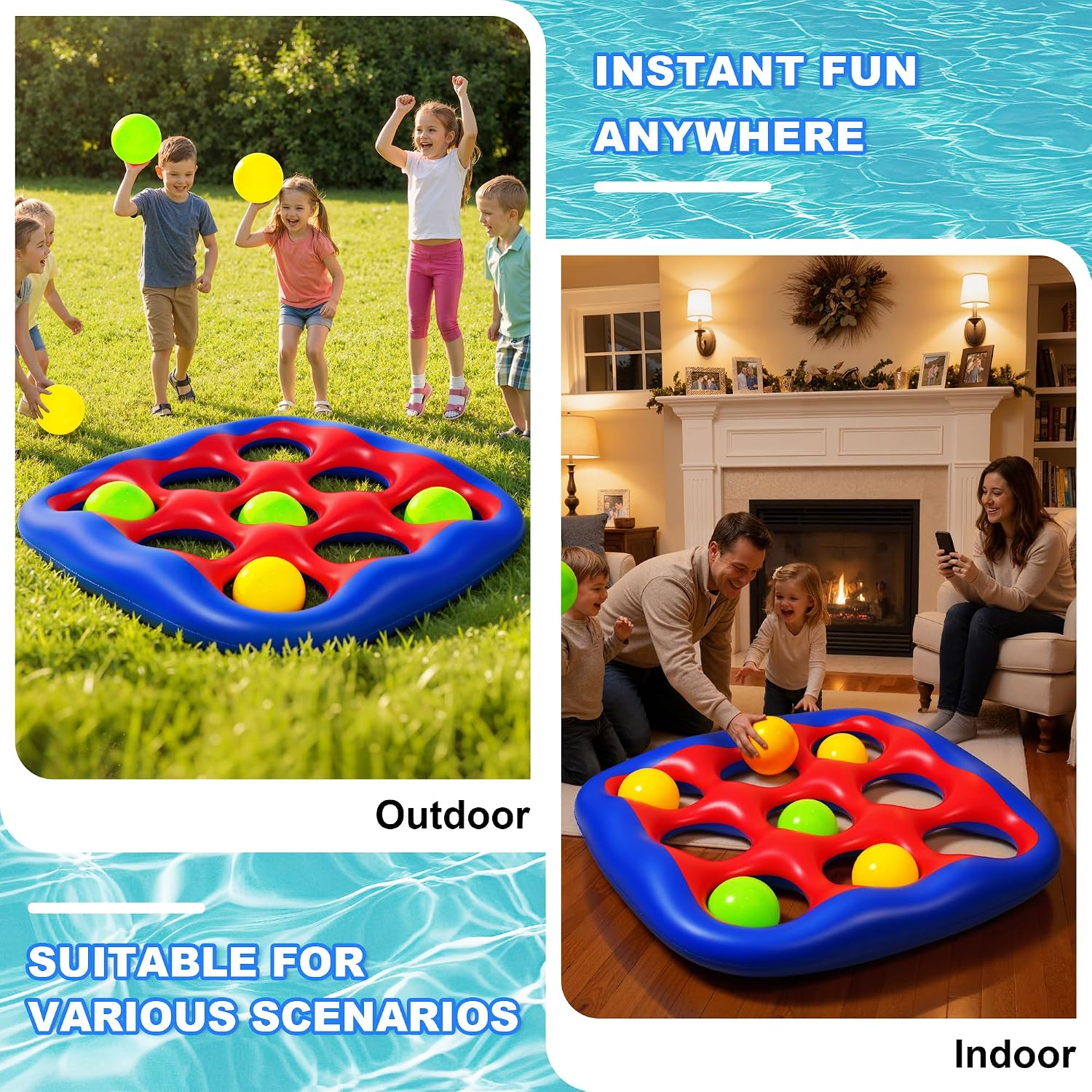Thumbnail 5 de Hayiwel Pool Games Set: Inflatable Tic-Tac-Toe with Weighted Balls for 2–10 Players