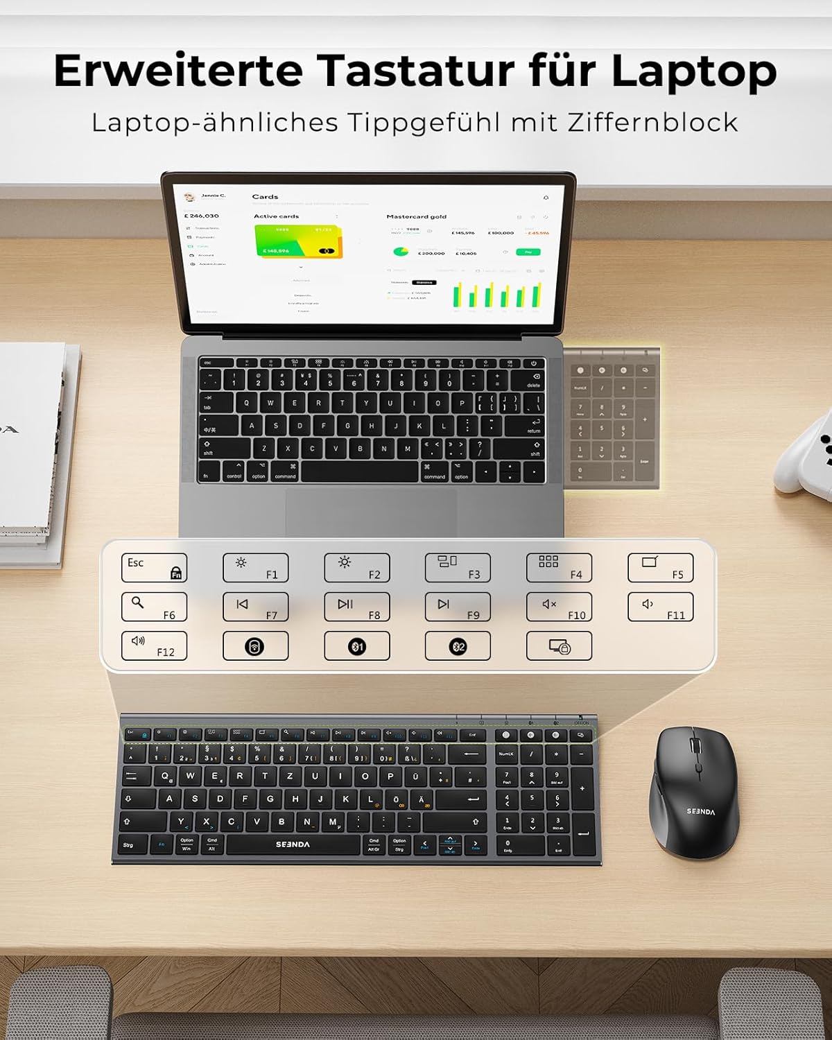 Detalle 2 de seenda COE401 Bluetooth Tastatur mit Maus