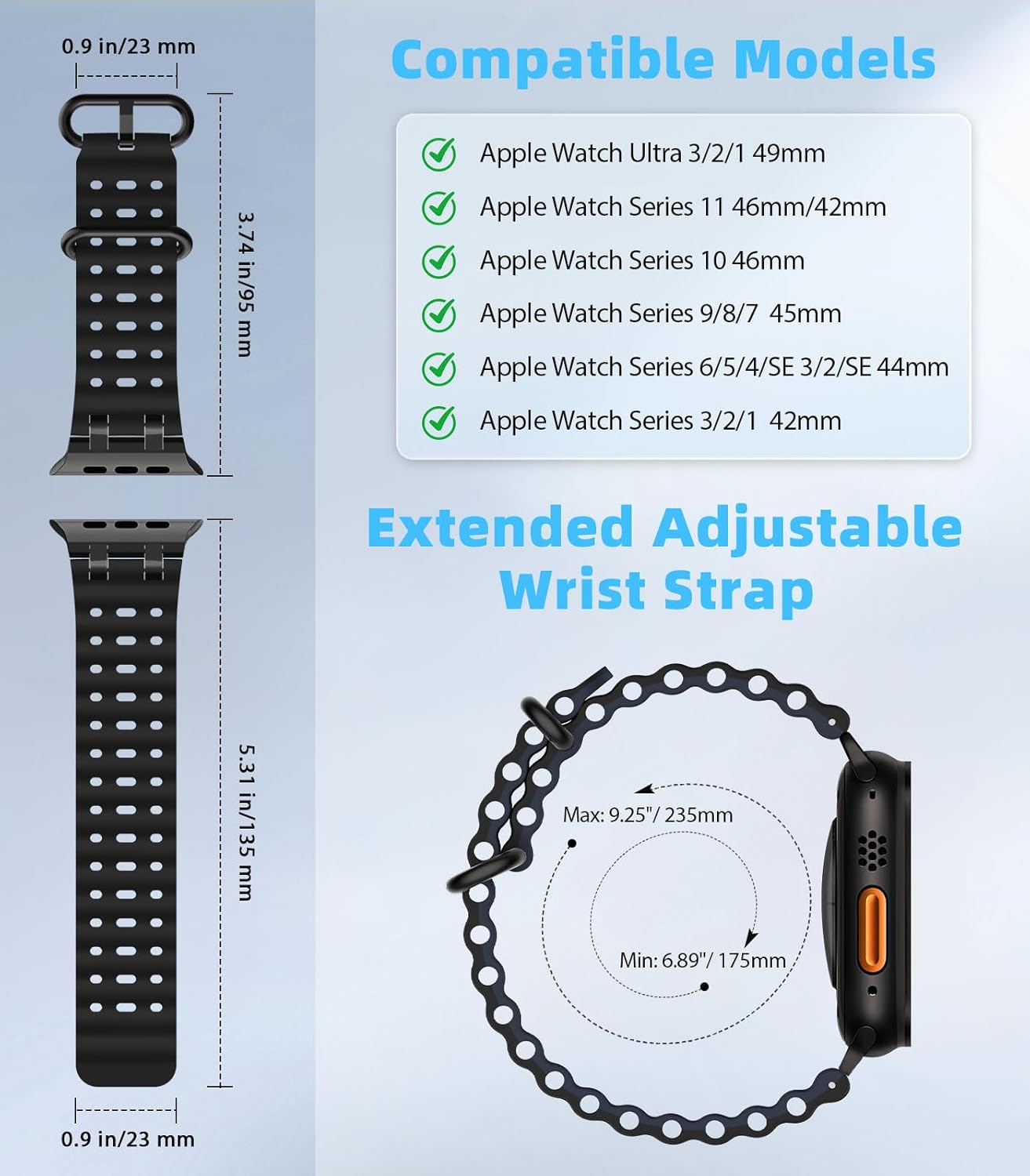 Thumbnail 1 de MoKo Ocean Armband – kompatibel mit Apple Watch Ultra 3/2/1, Series 11–3/2/1, SE und mehr (46–42 mm)