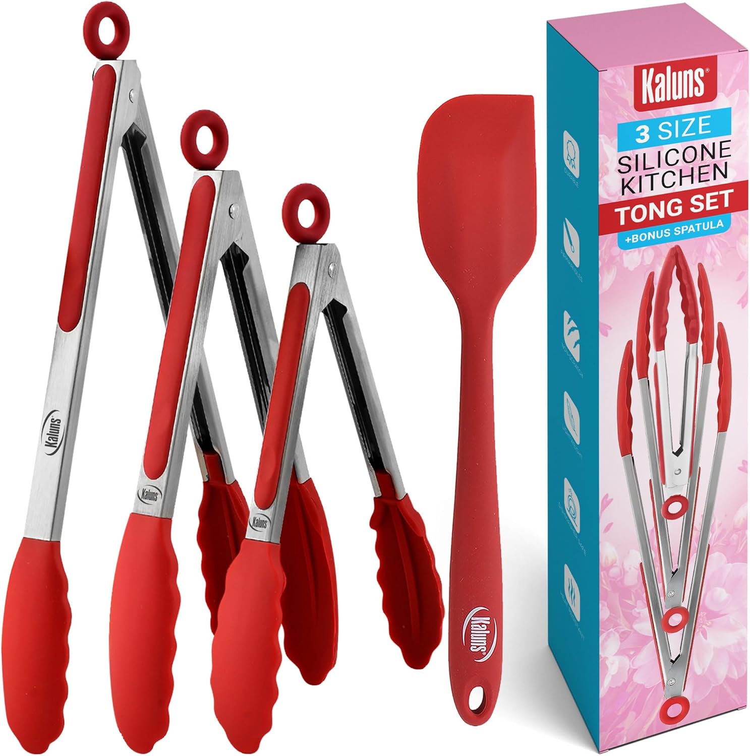 Kaluns Kitchen Tongs Set of 4, 7–12 inch