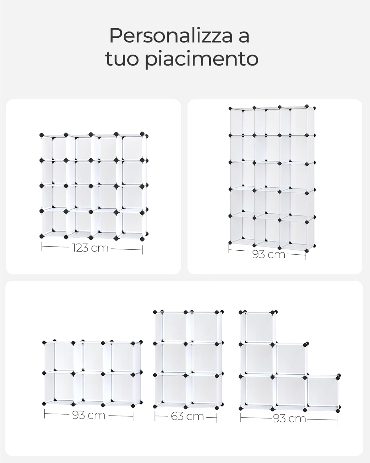 Detalle de SONGMICS Scarpiera componibile con 16 cubi modulari LPC44L, bianco
