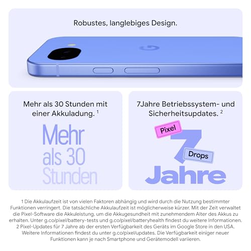 Detalle de Google Pixel 10a (Obsidian, 128 GB) – 7 Jahre Betriebssystem‑ und Sicherheitsupdates