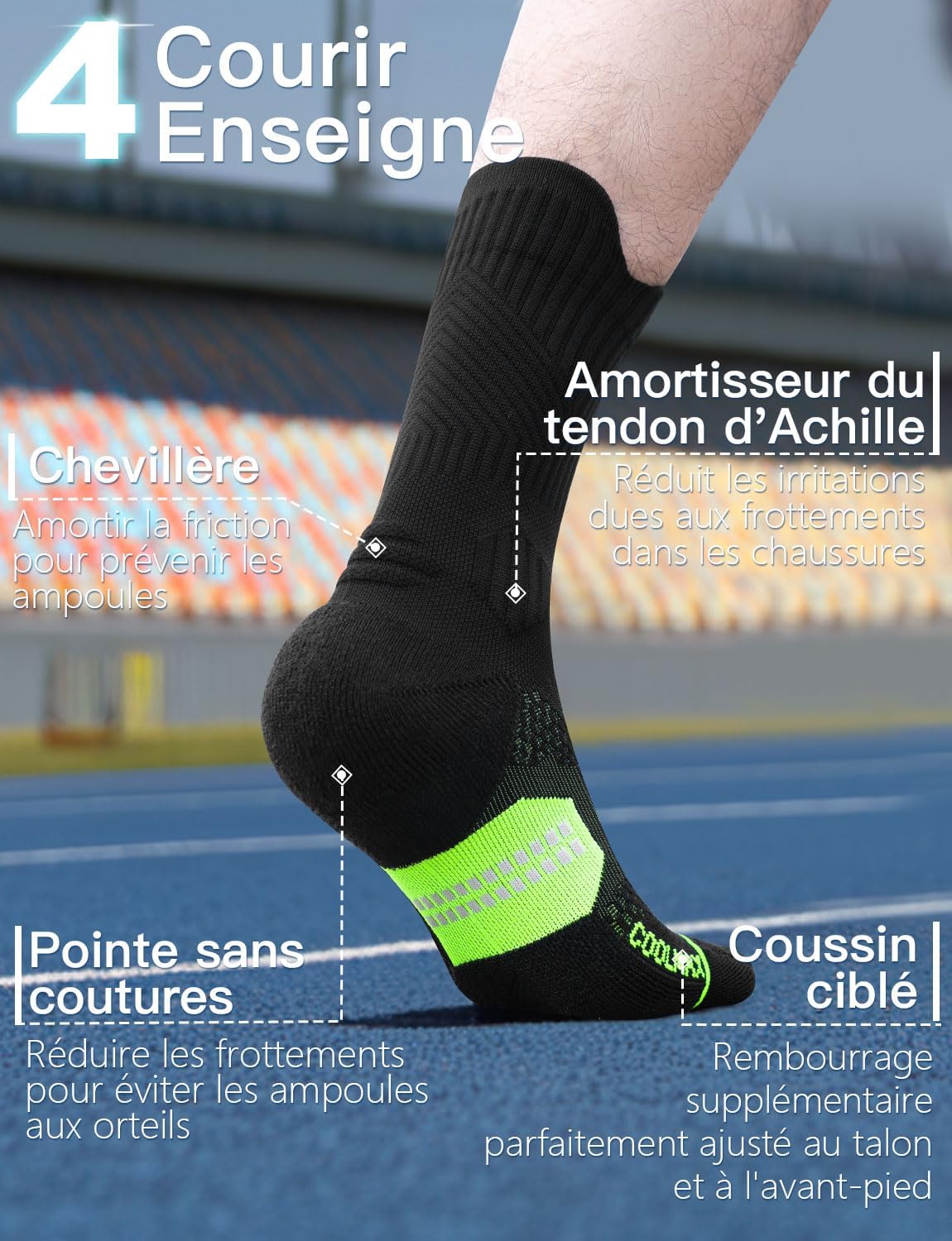 Detalle 2 de Juclise Chaussettes de course en bambou compression
