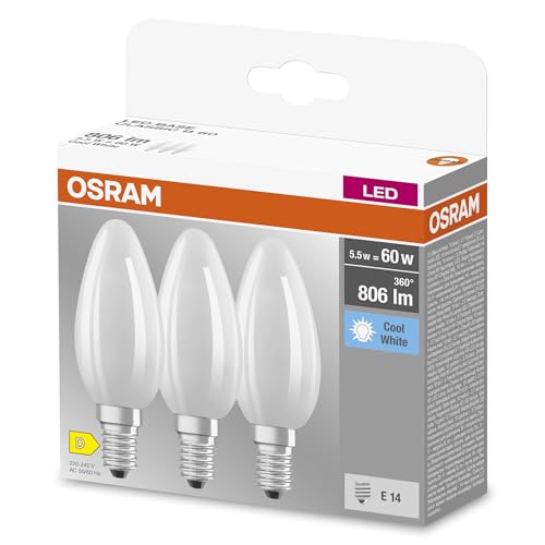 Detalle de Osram Star Filament-Lampe für E14-Sockel – mattes Glas, 4000K, 806 Lumen, 3er-Pack