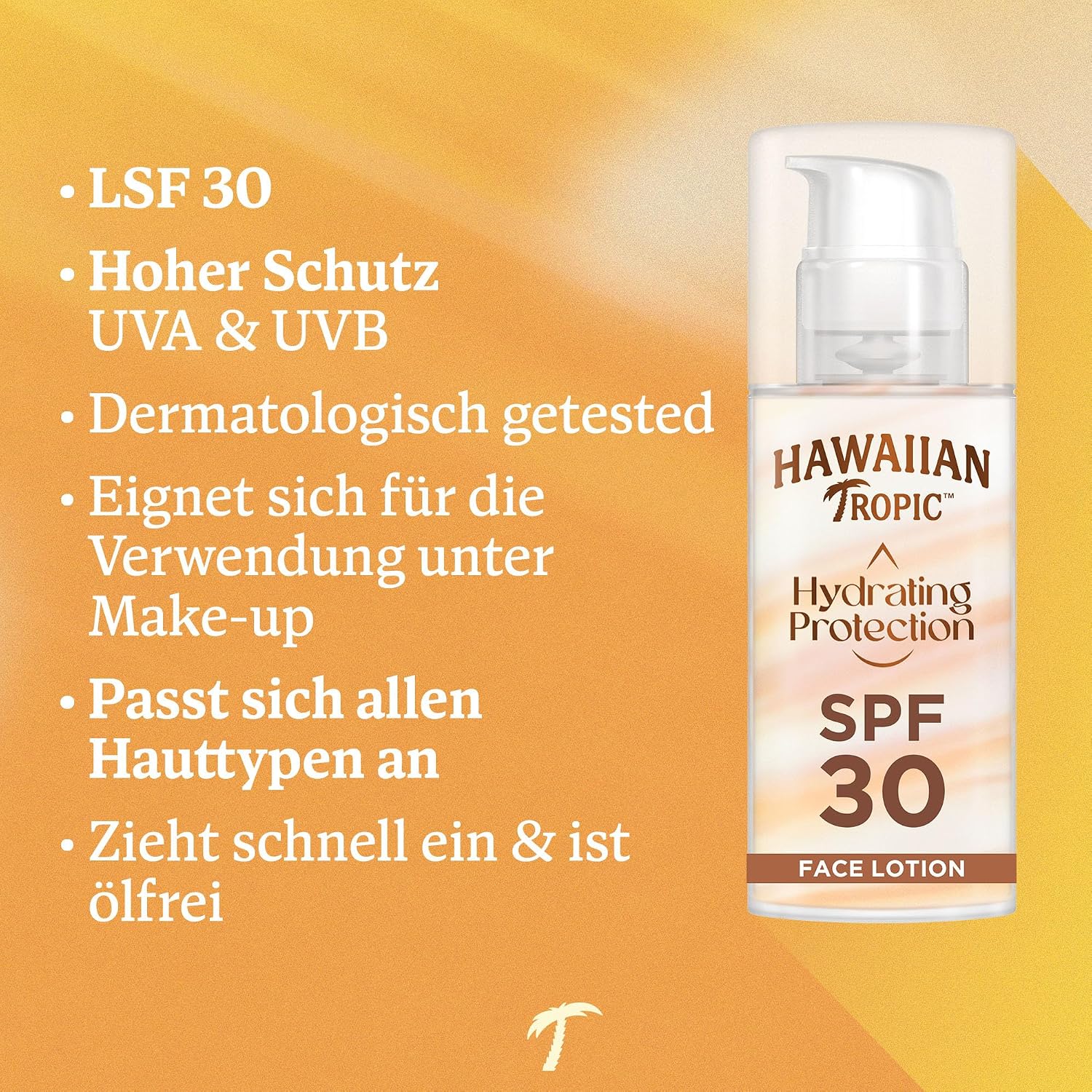 Detalle 2 de Hawaiian Tropic Hydrating Protection Face Sunscreen SPF 30 – Feuchtigkeit, UVA/UVB-Schutz, vegan und wasserfest
