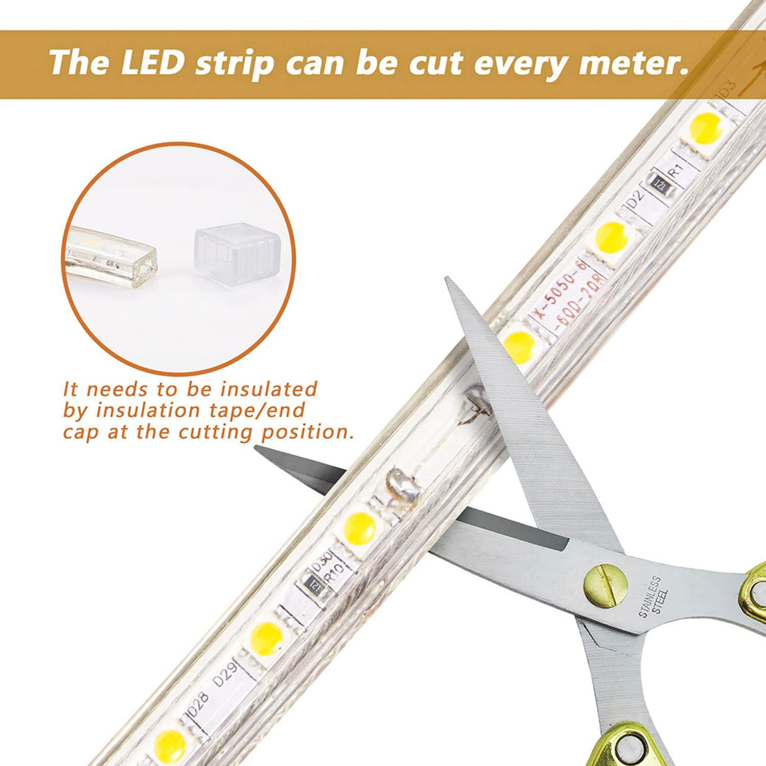 Thumbnail 6 de LED Band 5050 Lichtleiste 220V 10M IP65 Warmweiß
