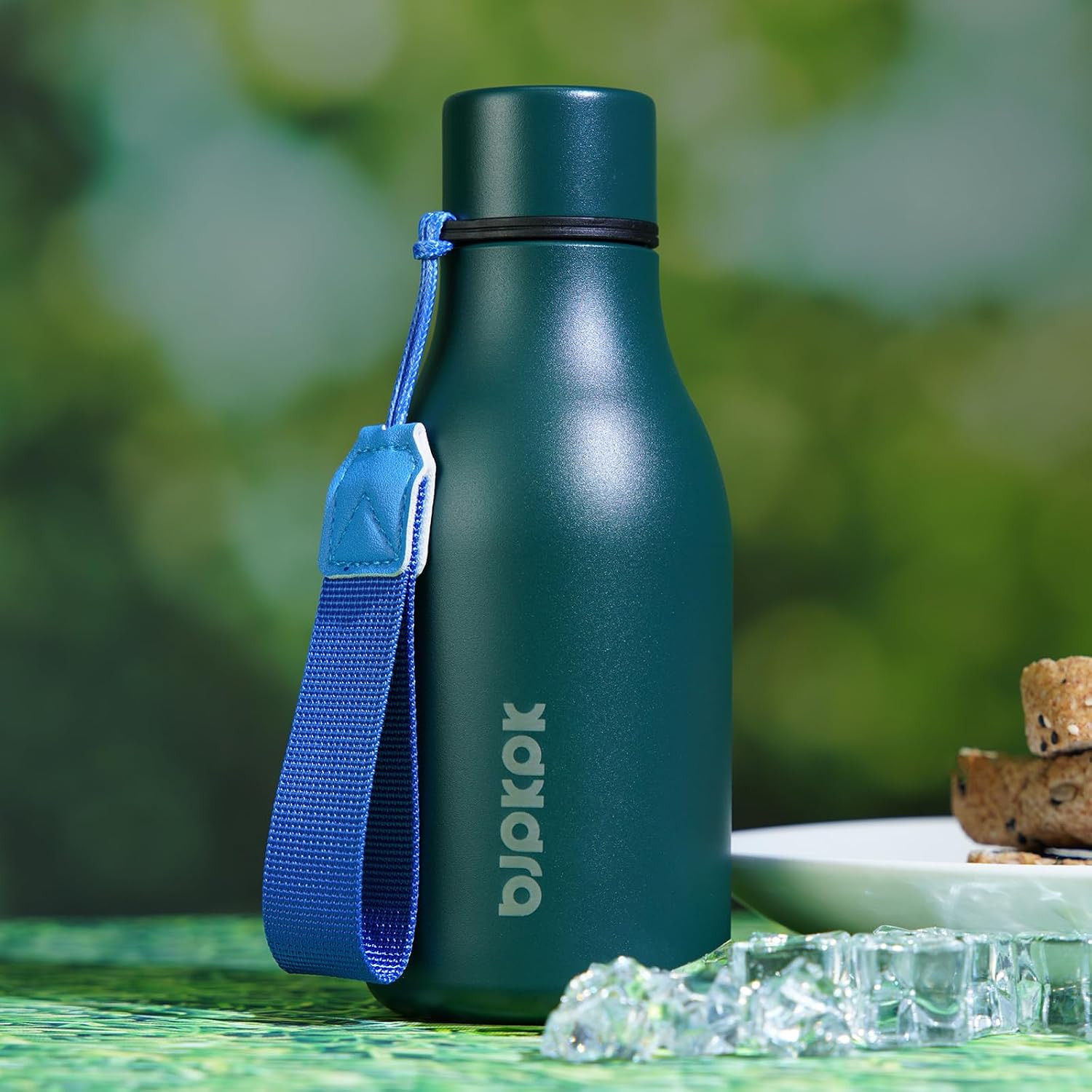 Detalle de BJPKPK EUletu thermosfles 350 ml, meerblauw, dubbelwandig en lekvrij