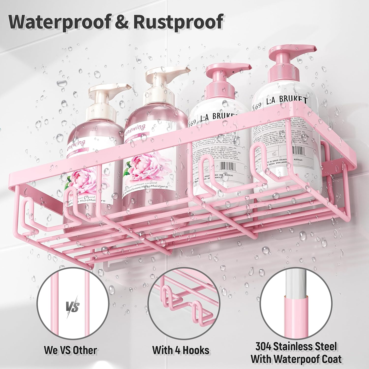 Detalle 2 de Liuoud 5-Pack Shower Caddy Organizer Rack