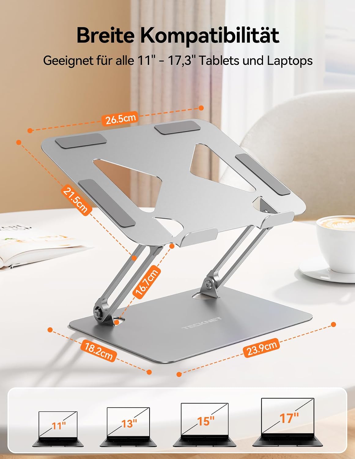 Thumbnail 6 de TECKNET Laptop Ständer für 10–17,3 Zoll – Höhenverstellbar, faltbar, ergonomisch