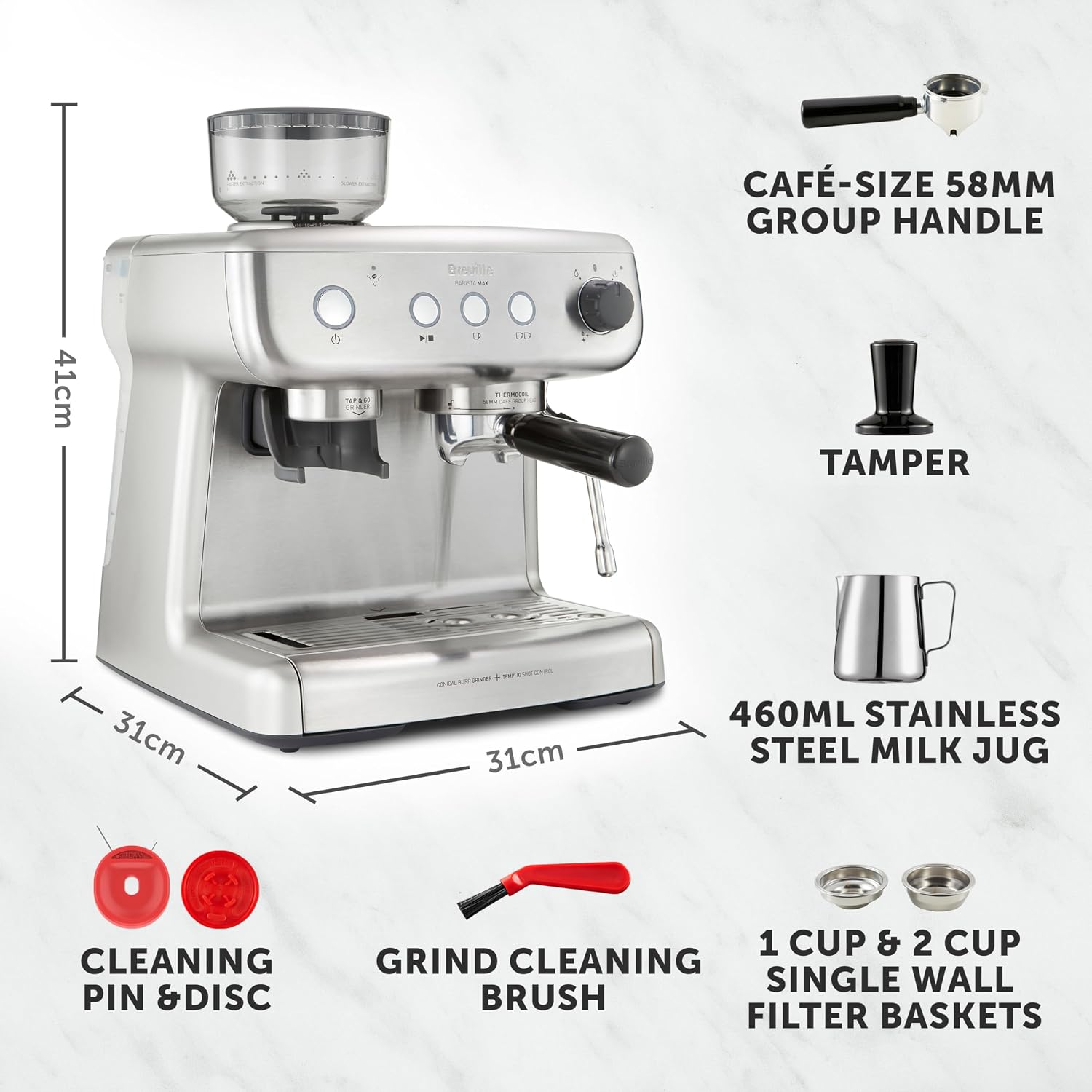Detalle de Breville Barista Max Espresso Machine with Integrated Grinder
