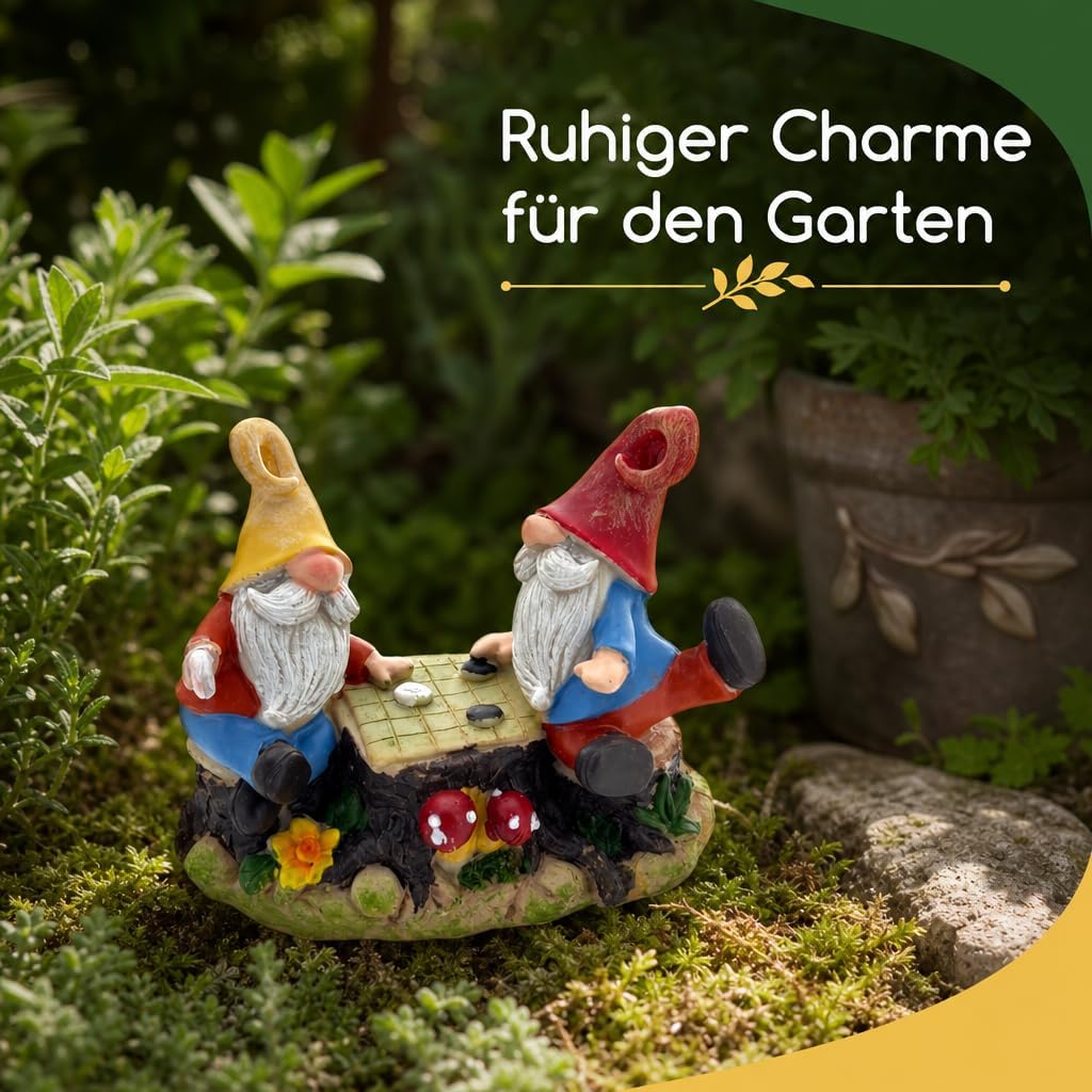Detalle de MIJOMA Gartenzwerge Dekofigur wetterfest – Zwerge auf Wippe und im Spiel, 13x10x6 cm