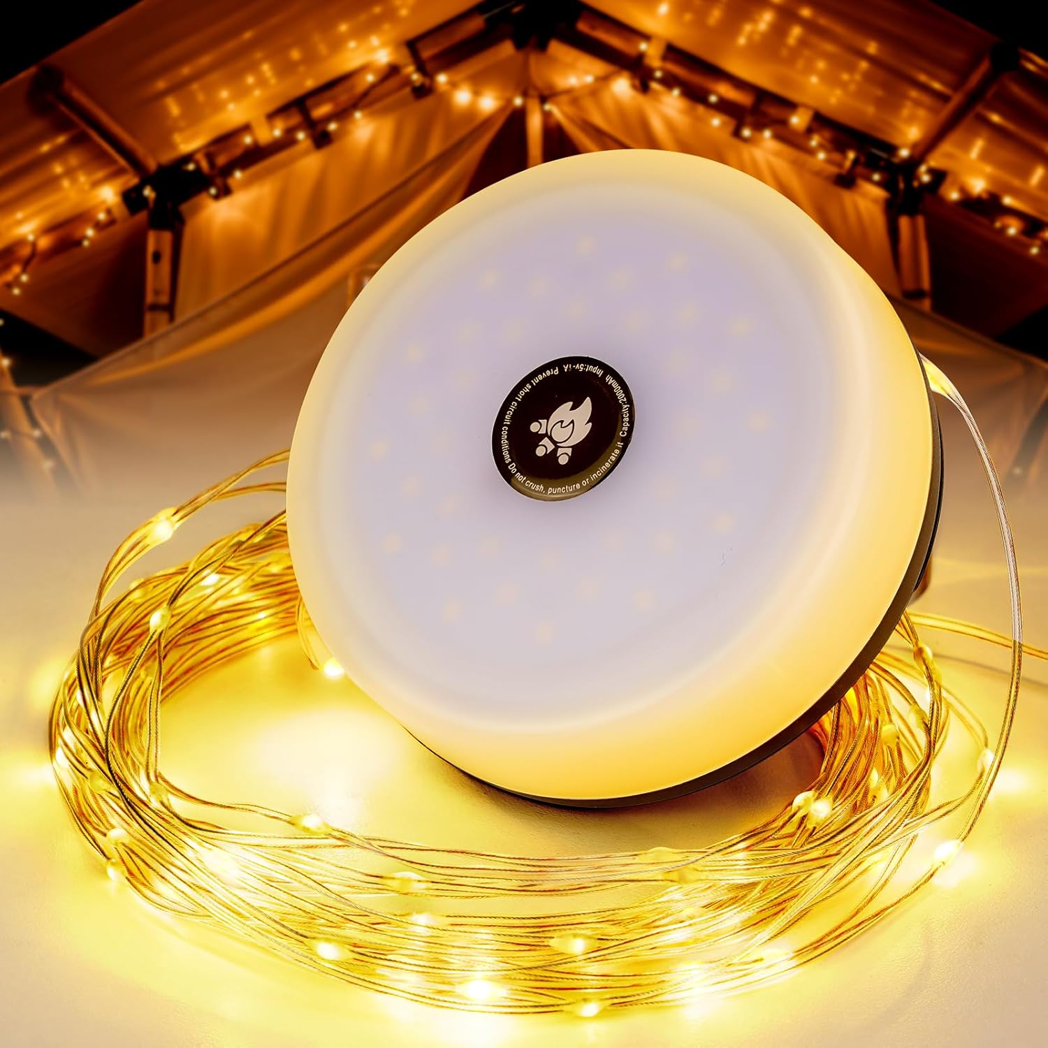 Thumbnail 1 de RISEMART 10M Camping String Lights | 2-in-1 Solar & USB Lantern and Fairy Light String
