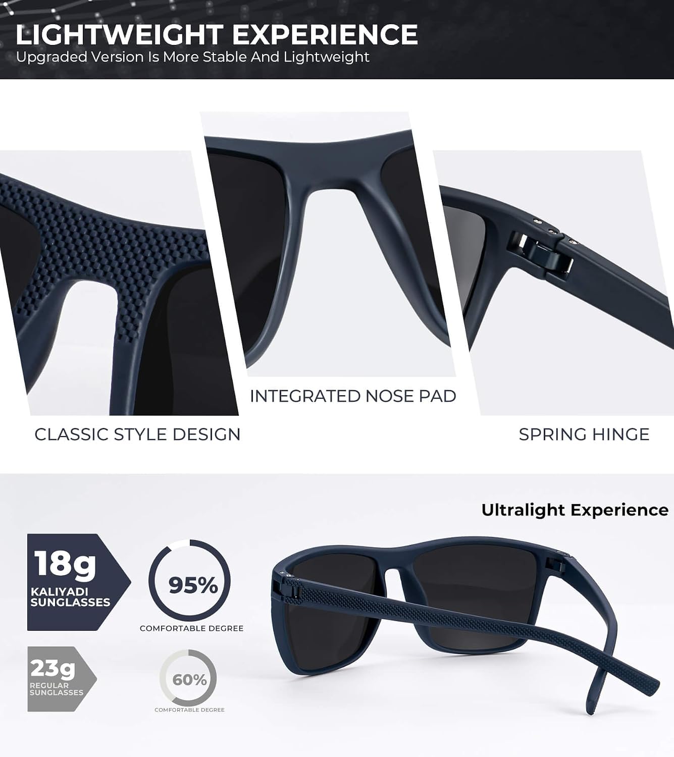 Thumbnail 3 de KALIYADI Polarized Sunglasses for Men, UV400 Protection, Lightweight Rectangle Frame