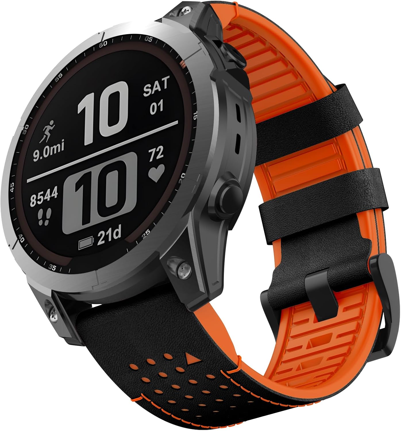 Detalle 2 de OVERSTEP Genuine Leather Strap for Epix Pro 51mm – Silicone-Lined, Breathable, with Quick-Release Fit (Fits D2 Bravo, Descent mk1/mk2, Quaitx3, Enduro2)