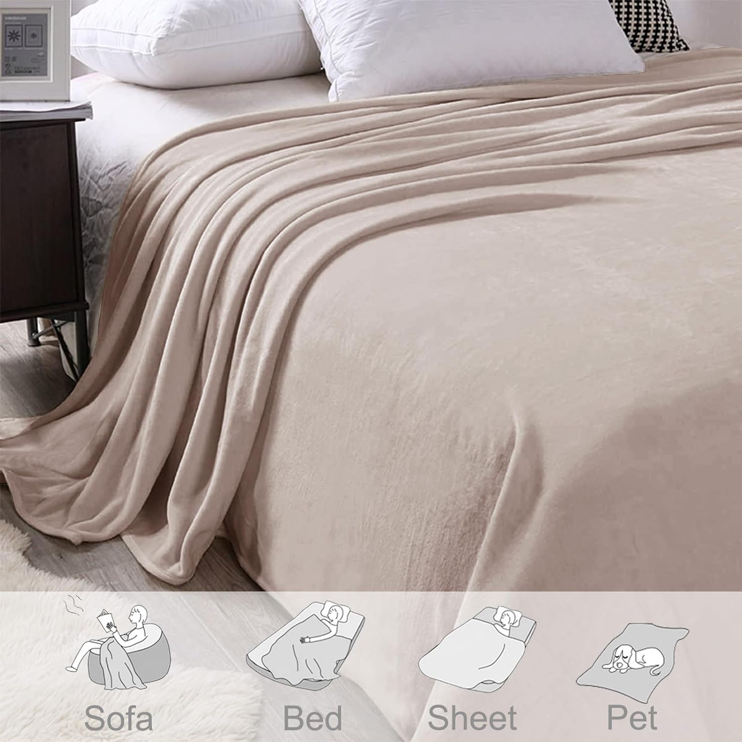Thumbnail 3 de Exclusivo Mezcla Plaid en polaire 150x200 cm — Doux, chaude et durable, camel