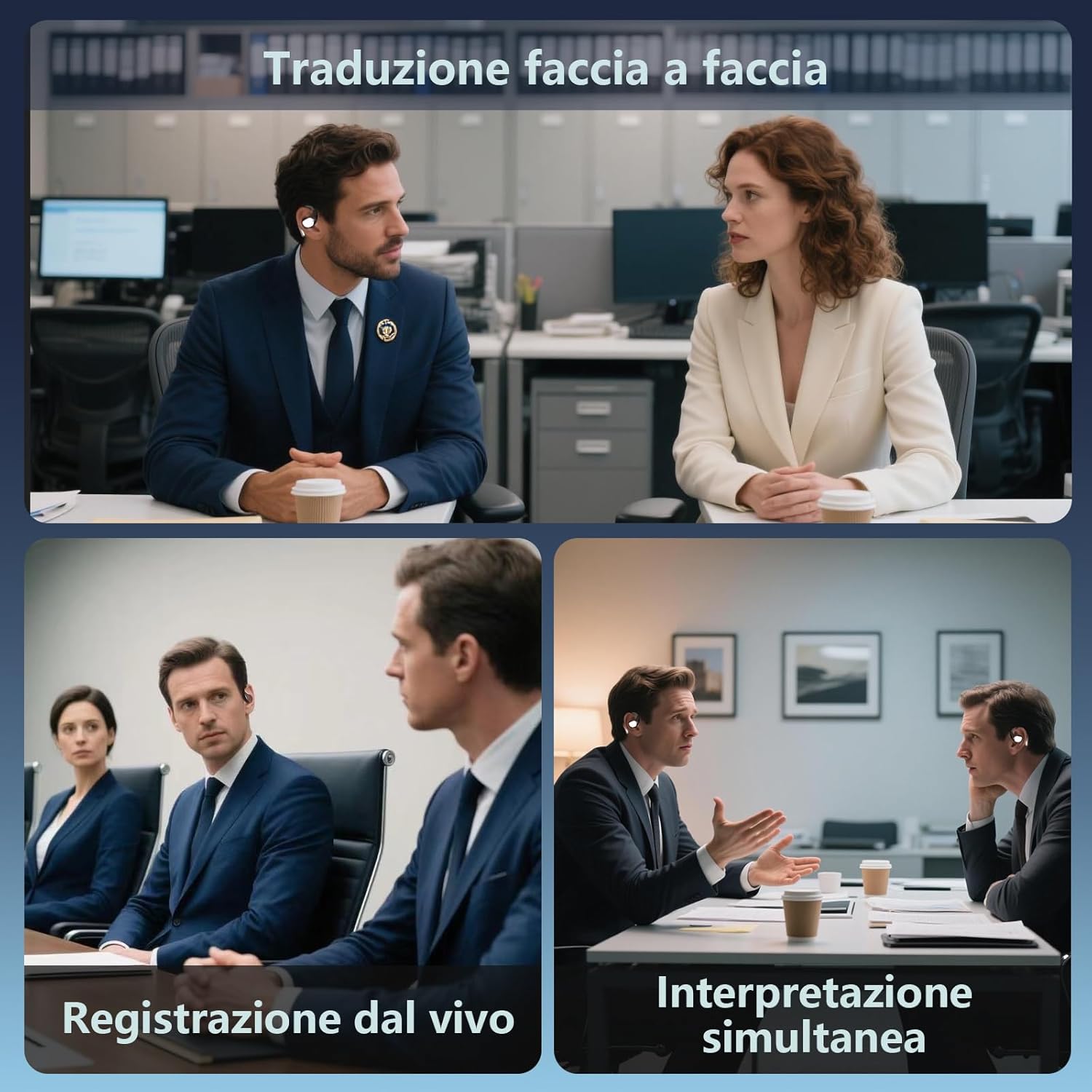 Thumbnail 6 de AI Cuffie Traduzione Simultanea: Auricolari Bluetooth 5.4 3-in-1 con 60 ore di autonomia e traduzione in 144 lingue