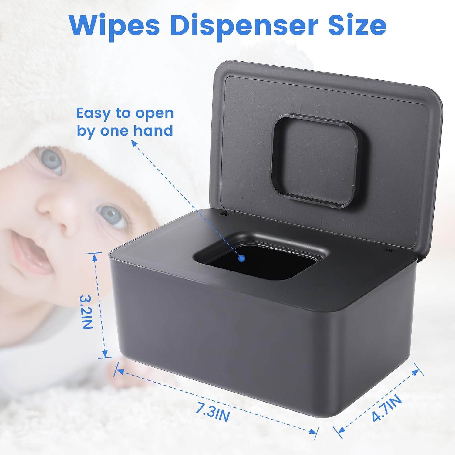 Detalle de Lijroavy QLH7002 Baby Wipes Dispenser 2-Pack, Black and White, Sealing Lid