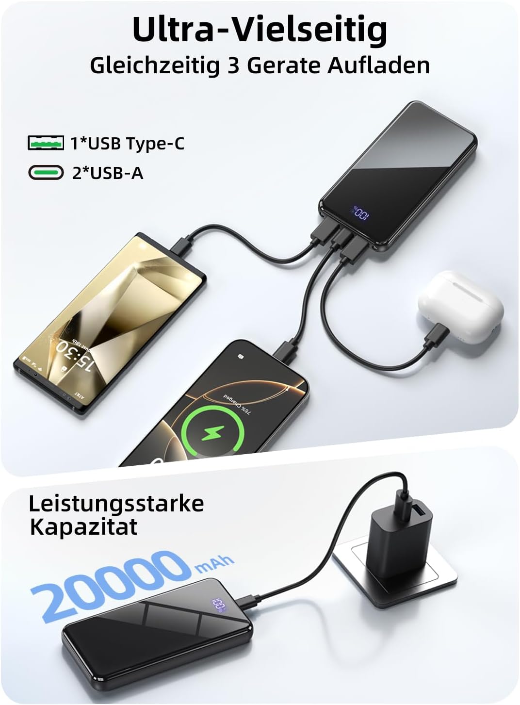 Detalle de Powerbank 20000mAh Schnellladefunktion 🔌