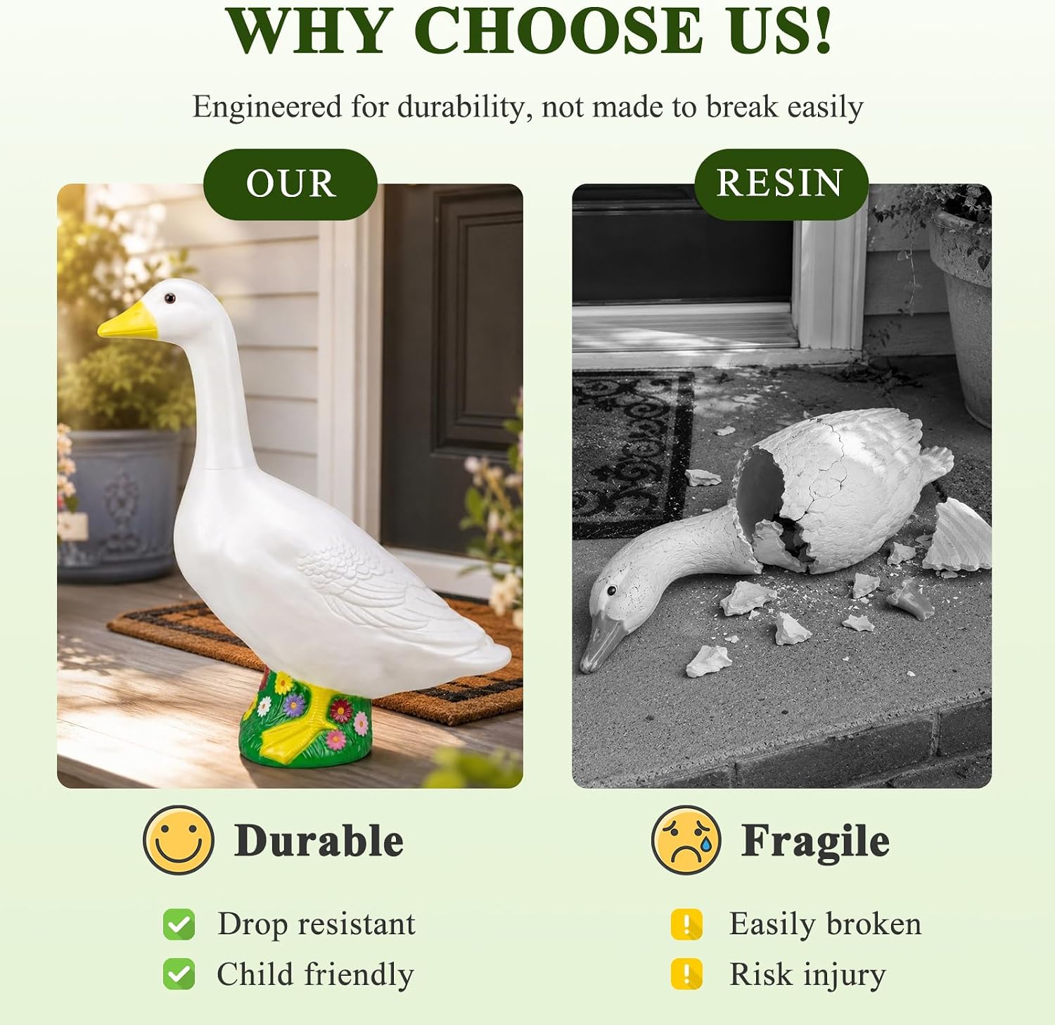 Thumbnail 3 de Hofriyo 23-Inch Large Porch Goose Statue, PE Plastic with 360° Rotating Neck