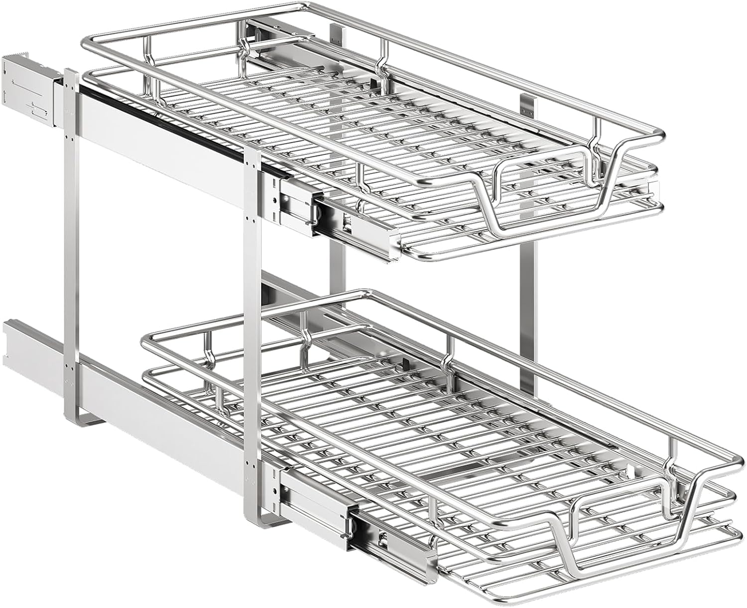 Detalle de QUYUWU 2-Tier pull out pantry organizer 12 in