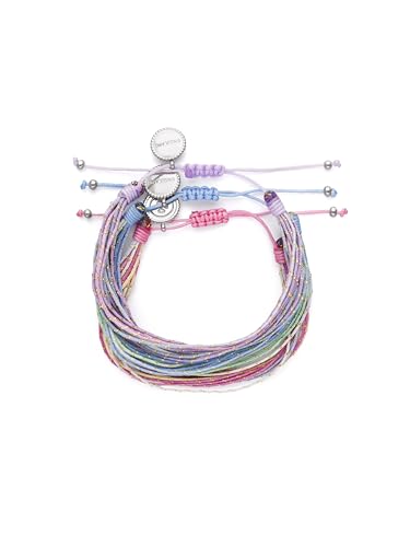 Detalle de SINGULARU Pack 3 Pulseras Sunset Spark: acero, cordón y color suave para llevar contigo