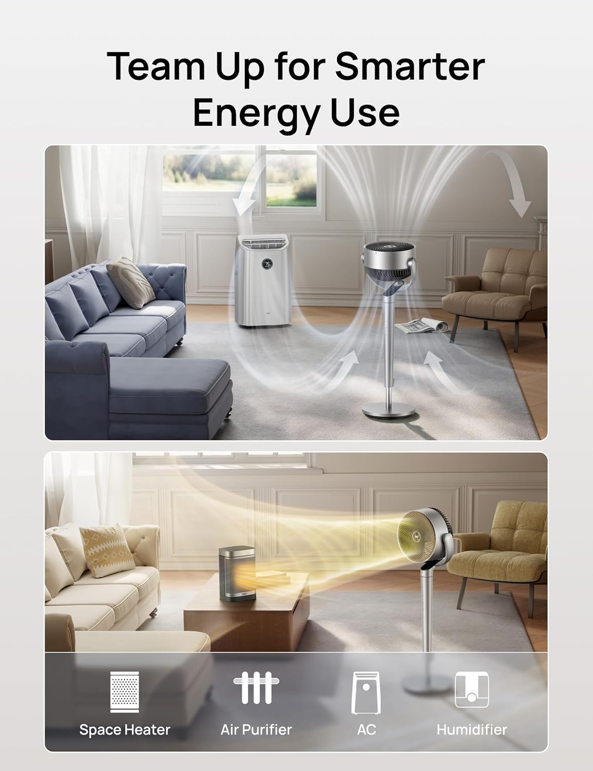 Thumbnail 6 de DREO Smart Fan for Bedroom: 110ft Pedestal with DC Motor, Omni-Directional Oscillation, and Wi-Fi Voice Control