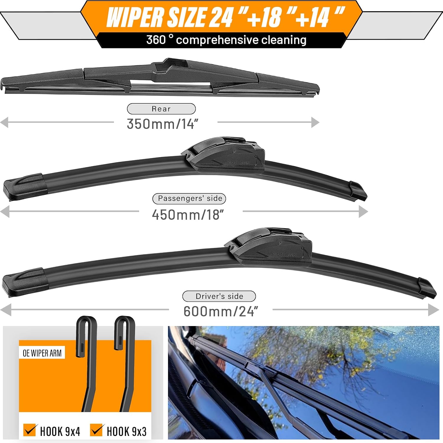 Detalle de AUTOBOO Windshield Wipers 24"