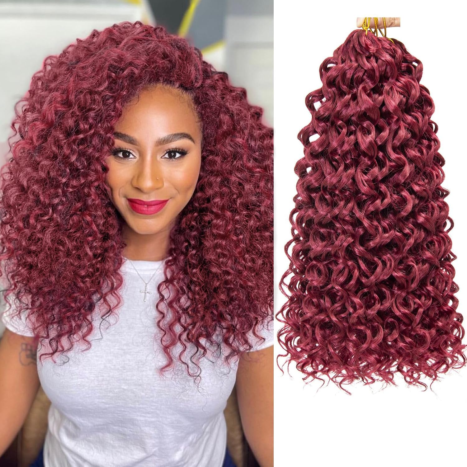 Thumbnail 6 de YXCHERISHAIR GoGo Curl Water Wave Crochet Hair – 18in, 7 Packs, 1B/HTBlue