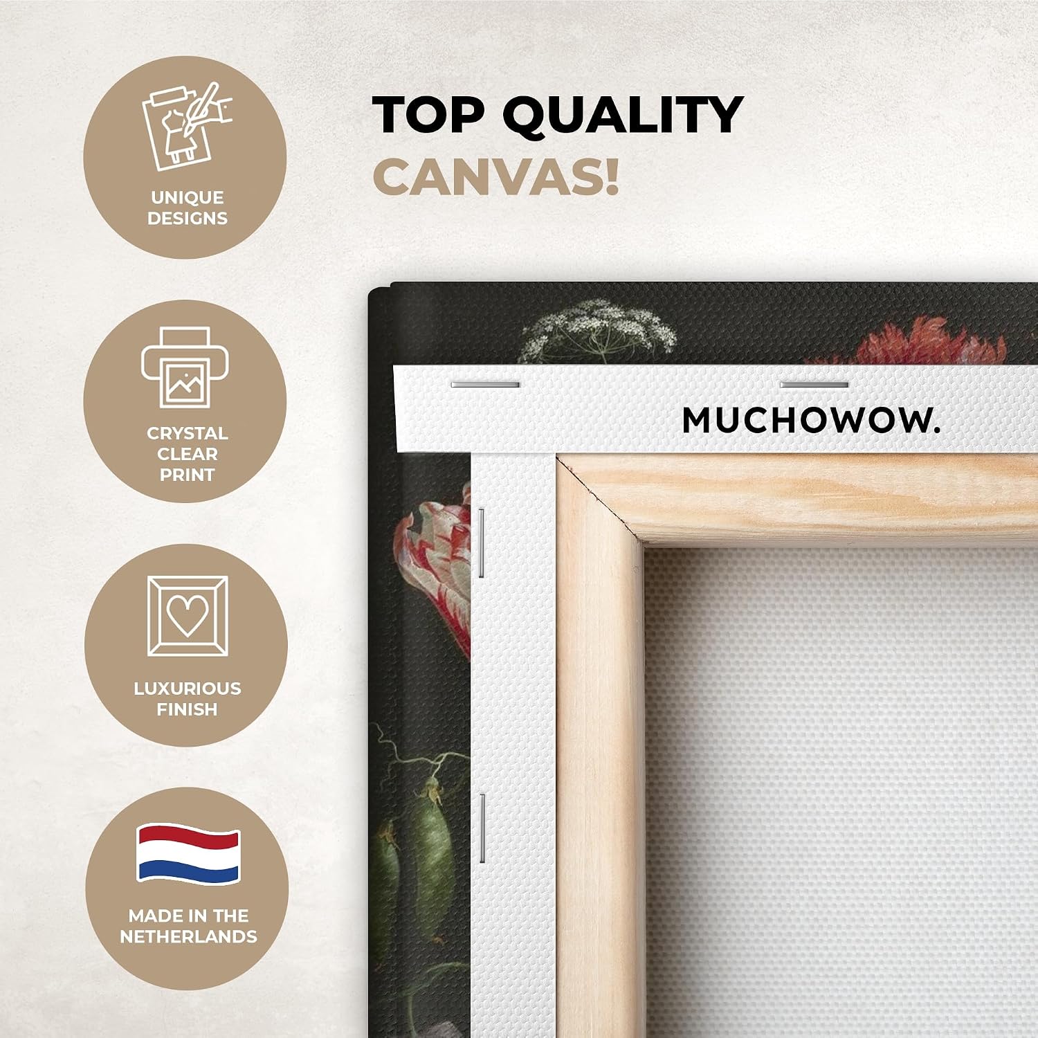 Detalle 2 de MuchoWow© canvasdoek 20 x 30 cm met bloemenstilleven van Jan Davidsz. Heem