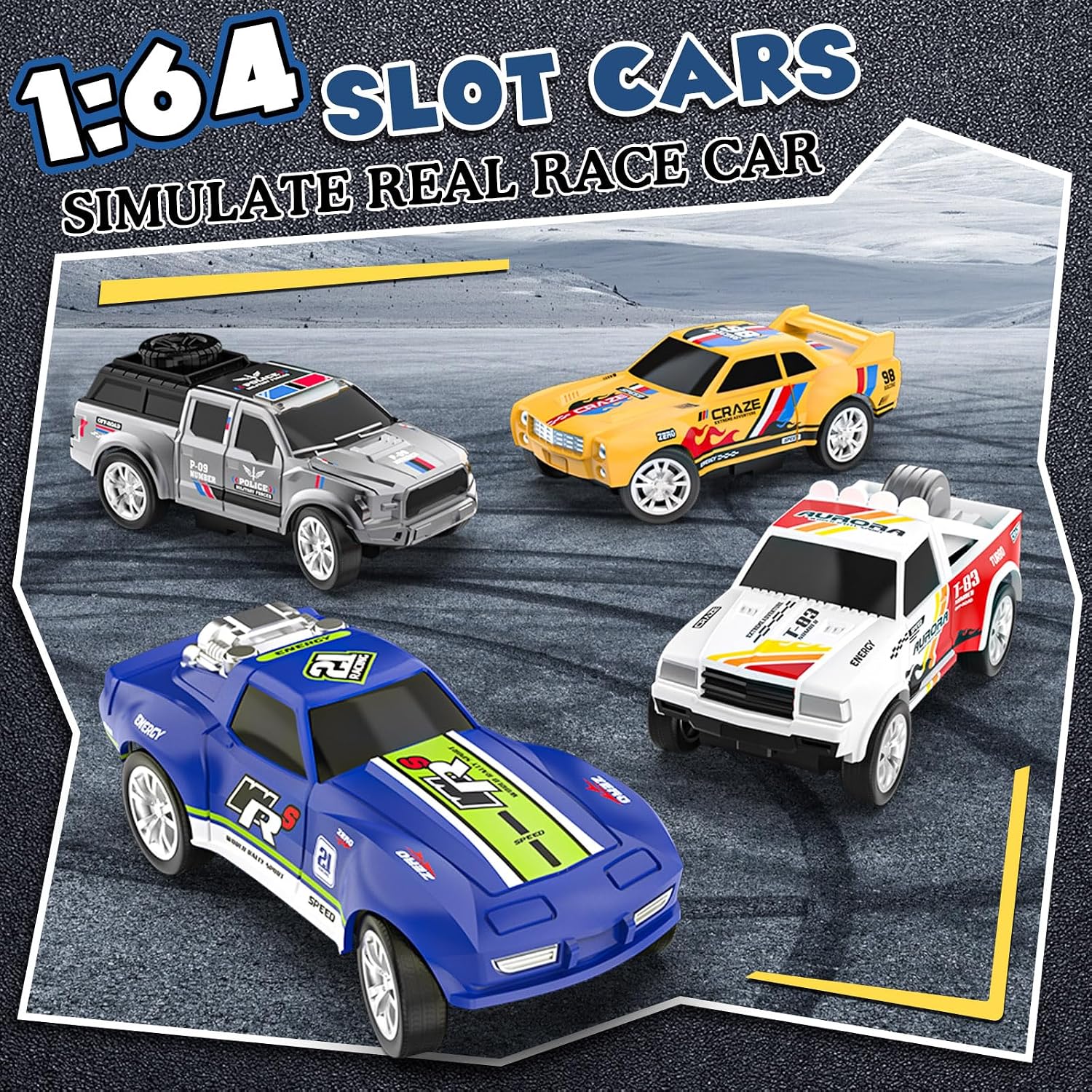 Thumbnail 1 de Slot Car Race Track Set 4 cars, Ages 6–12