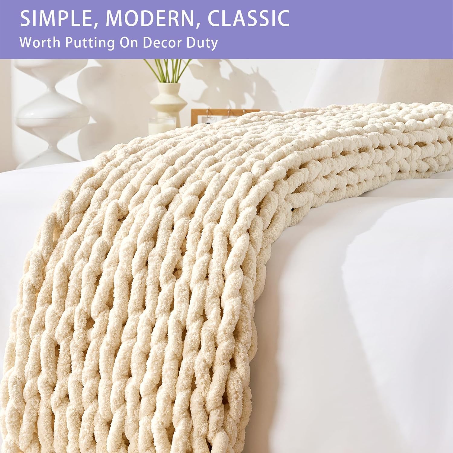 Thumbnail 5 de Bigacogo Chunky Knit Throw Blanket 40x60