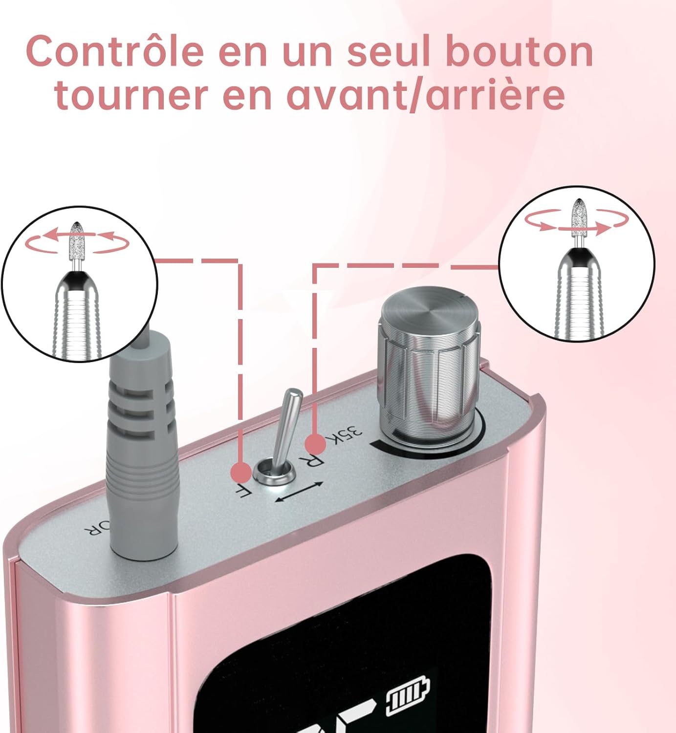 Thumbnail 6 de Delanie Ponceuse pour ongles professionnelle 35 000 tr/min rechargeable avec écran LCD et 6 embouts