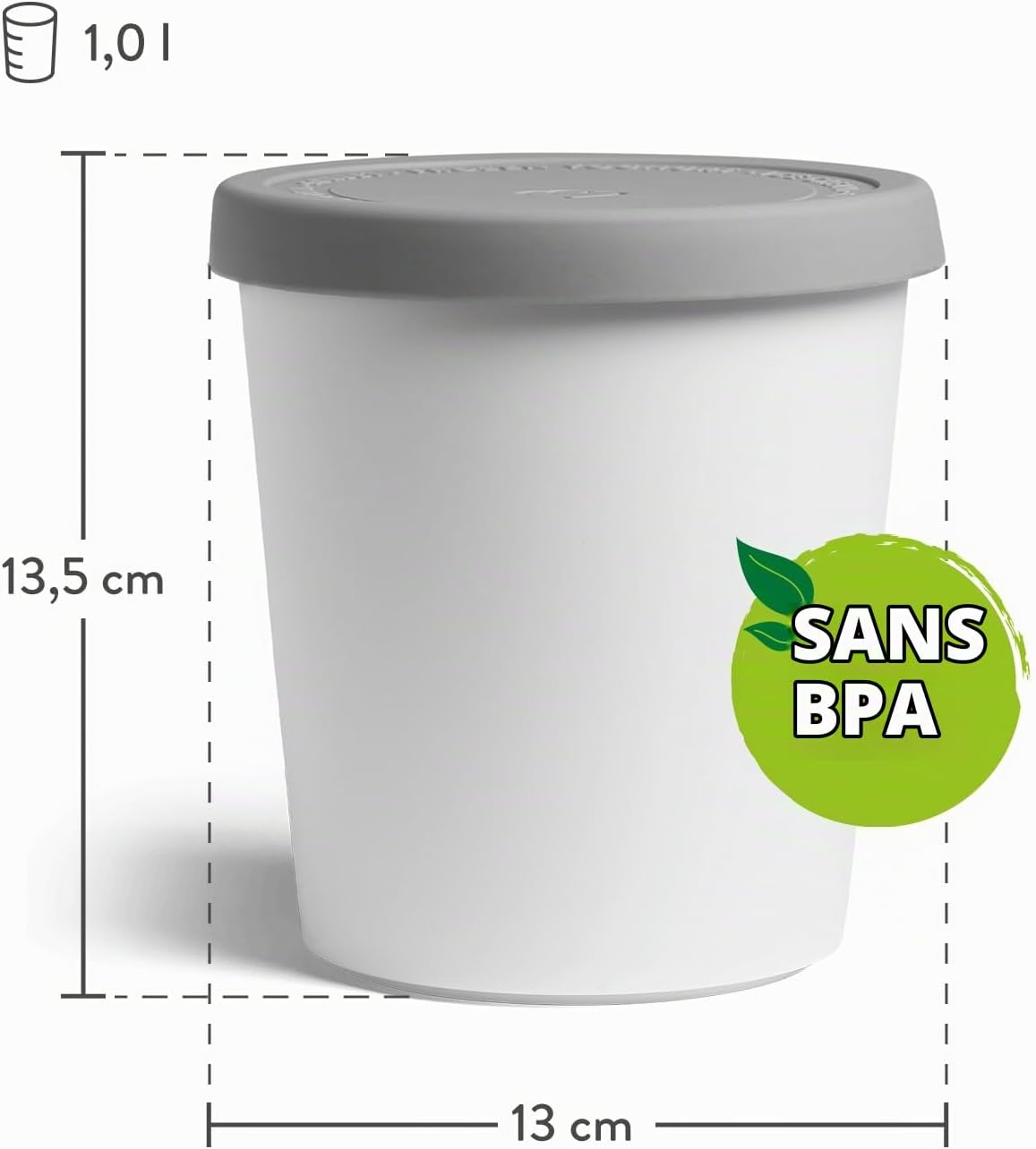 Detalle 2 de Springlane Kitchen ijsdozen 1 liter, set van 2 met BPA-vrij kunststof en siliconen deksel
