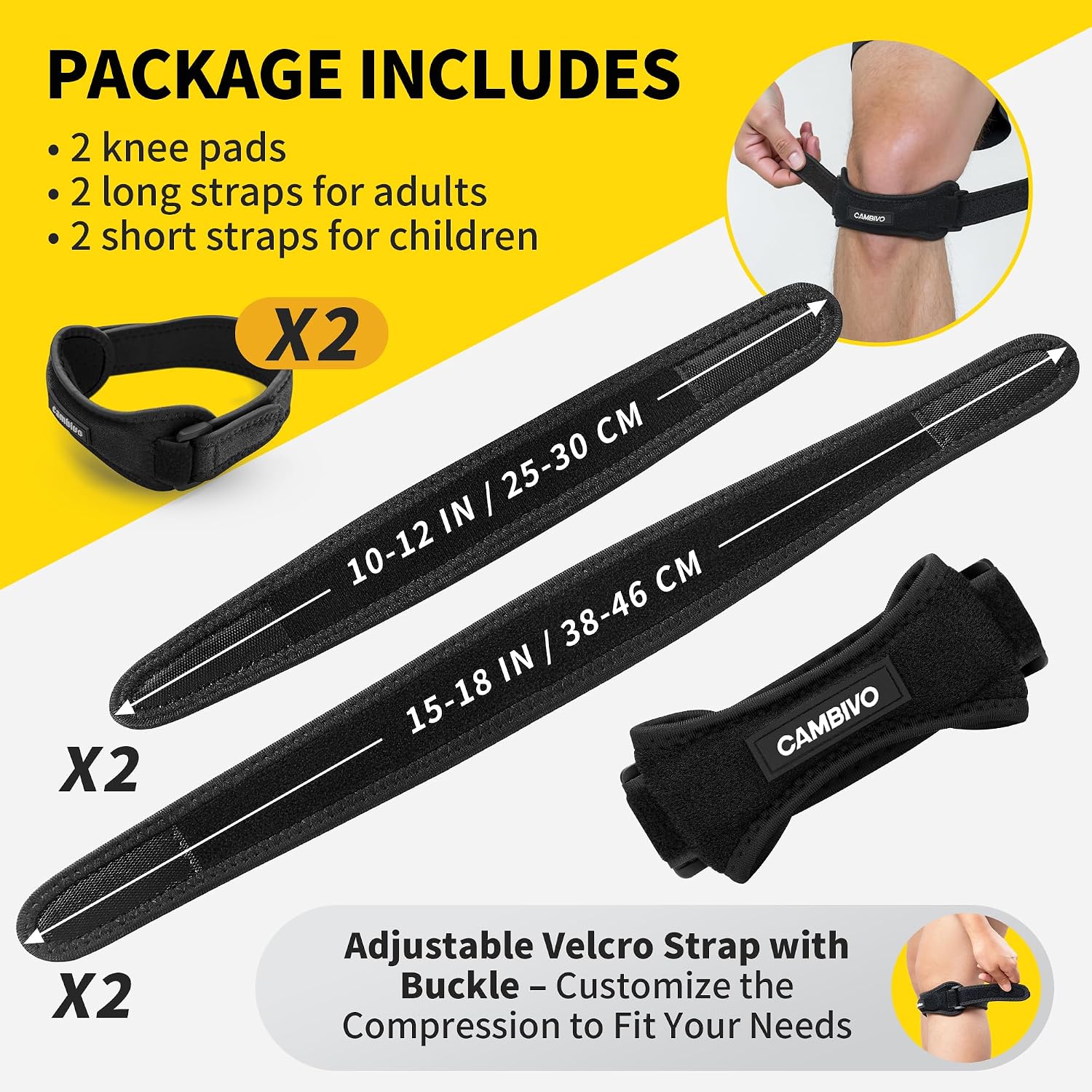 Detalle de CAMBIVO 2 Pack Patella Tendon Knee Strap