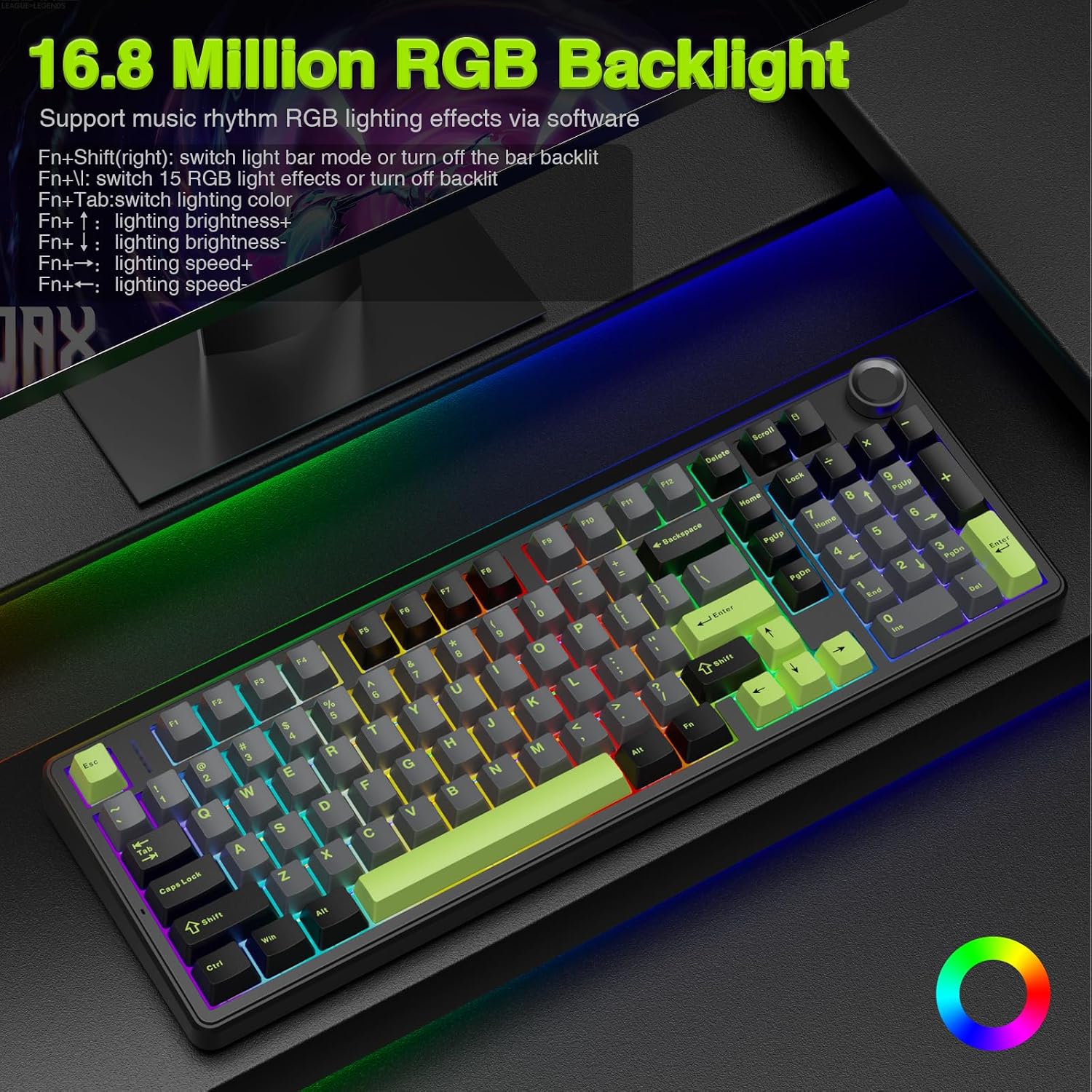 Thumbnail 3 de AULA F99 Pro Wireless Mechanical Keyboard with Knob (Tri-Mode BT5.0/2.4GHz/USB-C, Hot-Swappable) — Creamy Sound + RGB