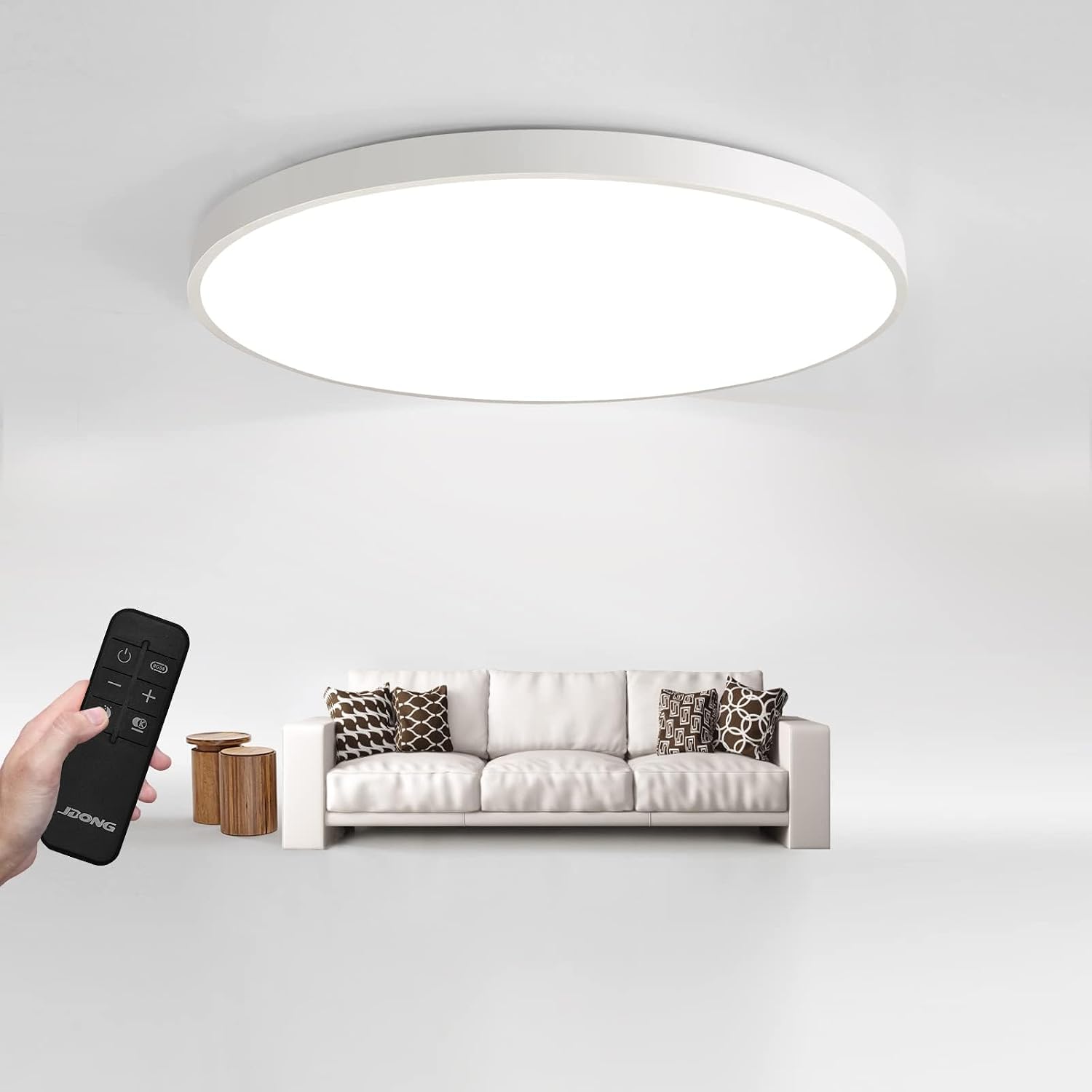 Detalle de JDONG LED-Deckenleuchte dimmbar 72 W rund, 3000K–6000K, mit Fernbedienung (Ø 58 cm, ultraflach)